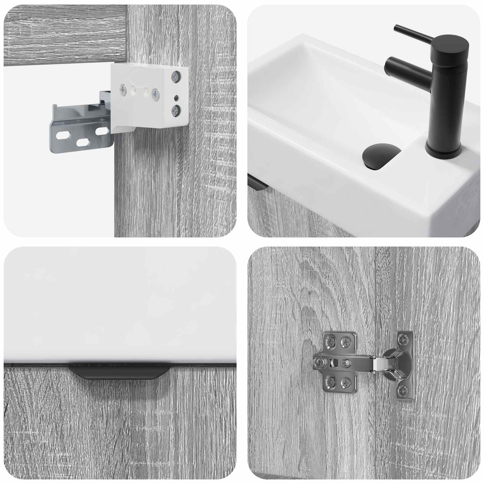 Μονάδα μπάνιου με βρύση Γκρι Sonoma 45,5 x 22,5 x 84 εκ - Pakobazaar