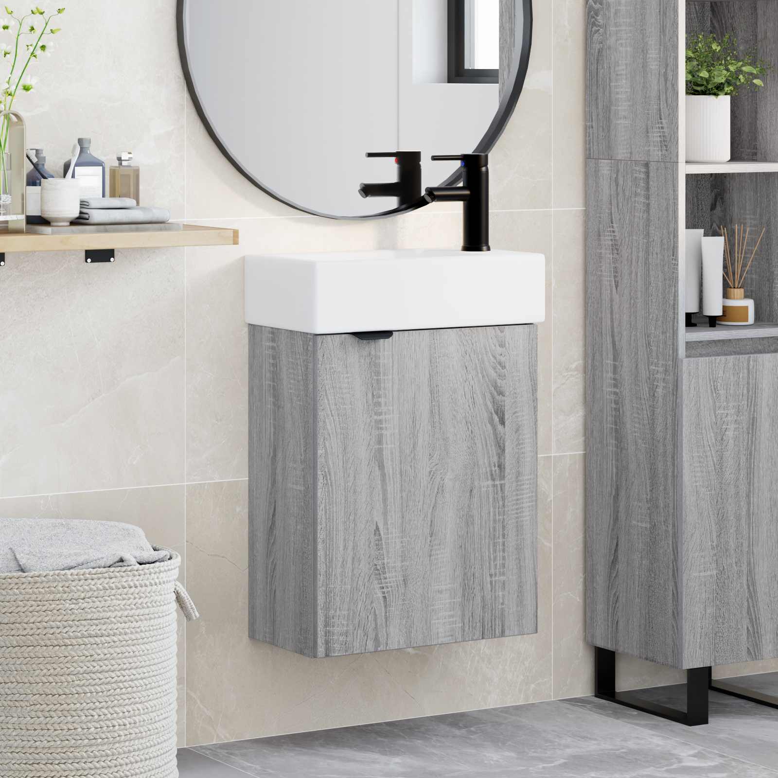 Μονάδα μπάνιου με βρύση Γκρι Sonoma 45,5 x 22,5 x 84 εκ - Pakobazaar
