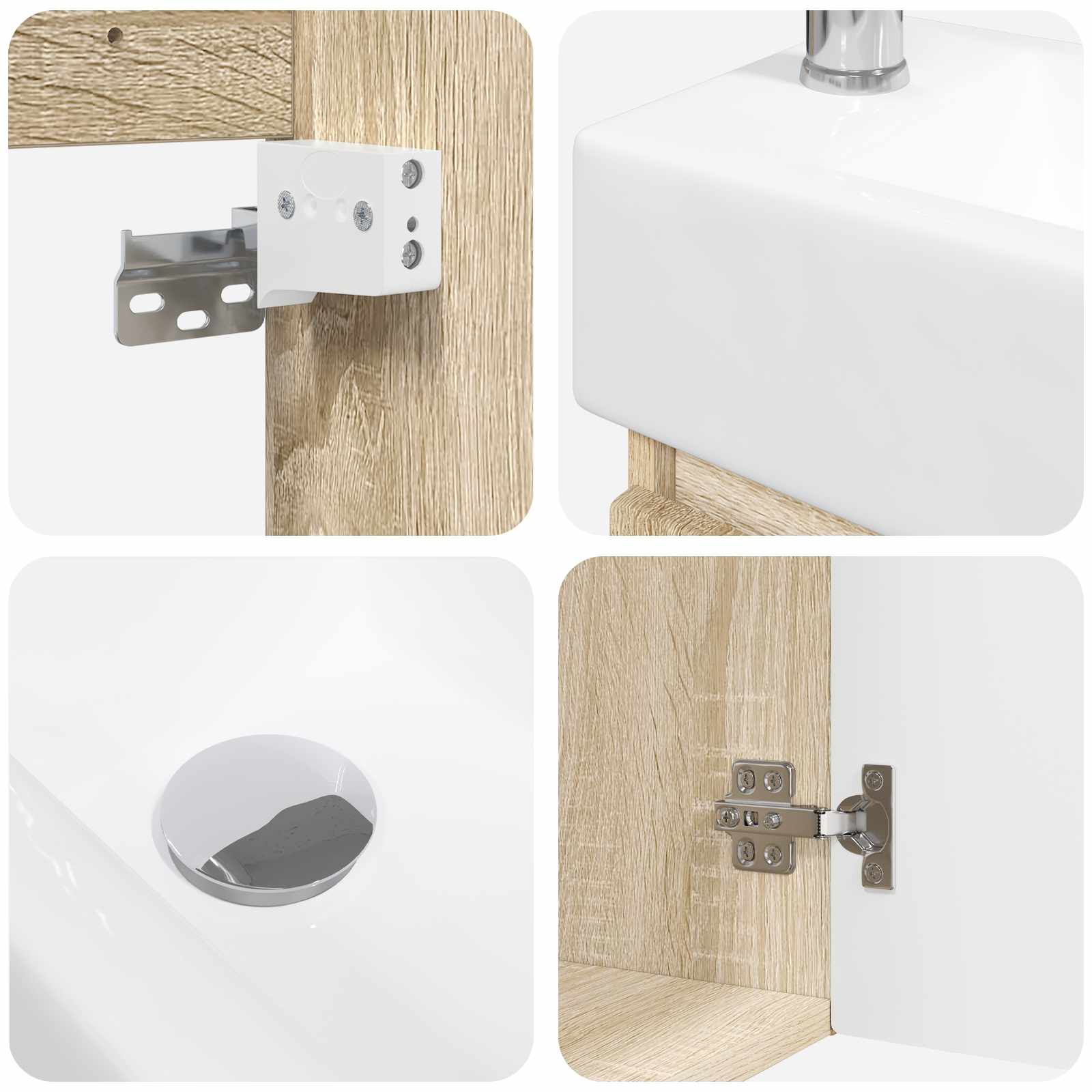 Μονάδα μπάνιου με βρύση Sonoma Δρυς 45,5 x 22,5 x 84 εκ - Pakobazaar