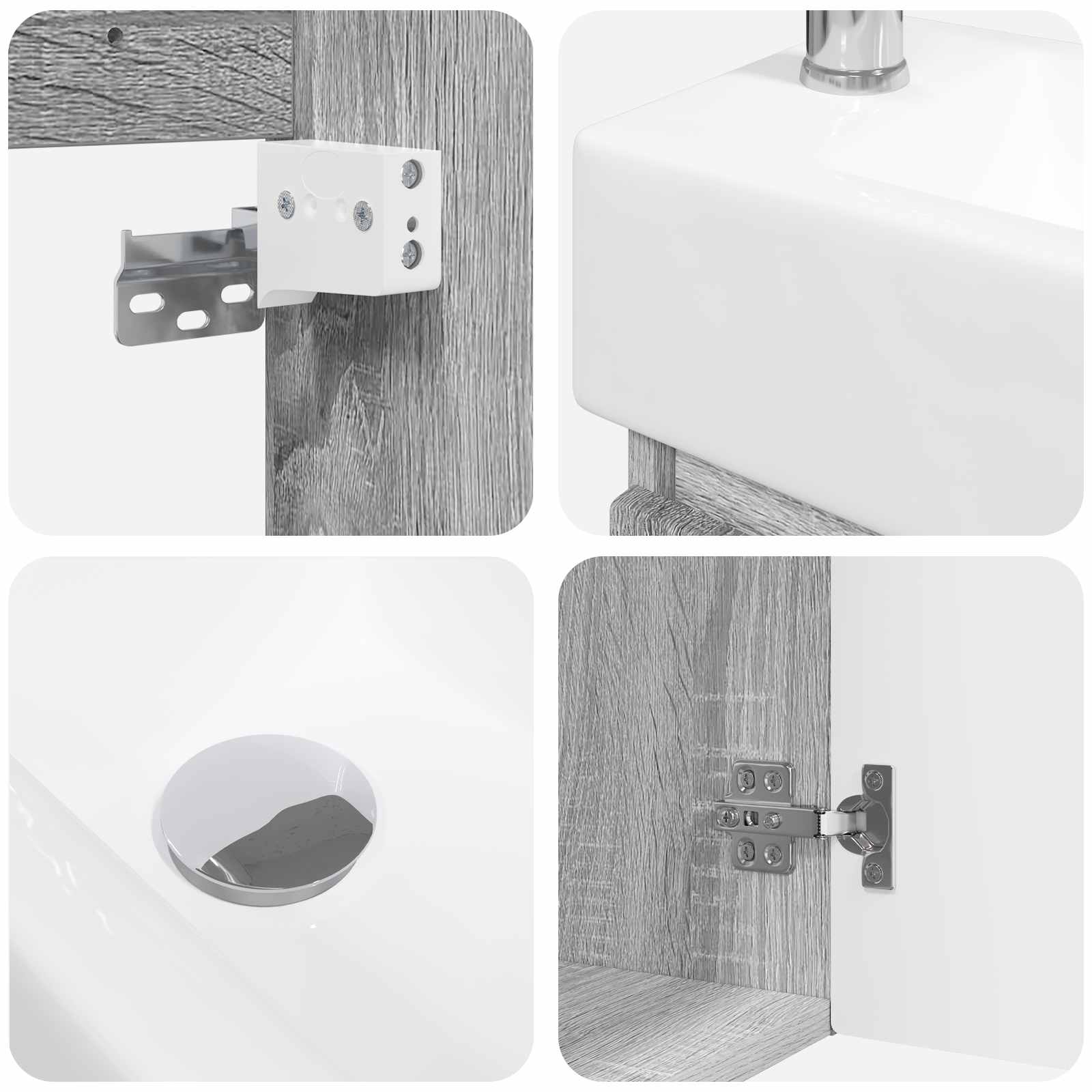 Μονάδα μπάνιου με βρύση Γκρι Sonoma 45,5 x 22,5 x 84 εκ - Pakobazaar
