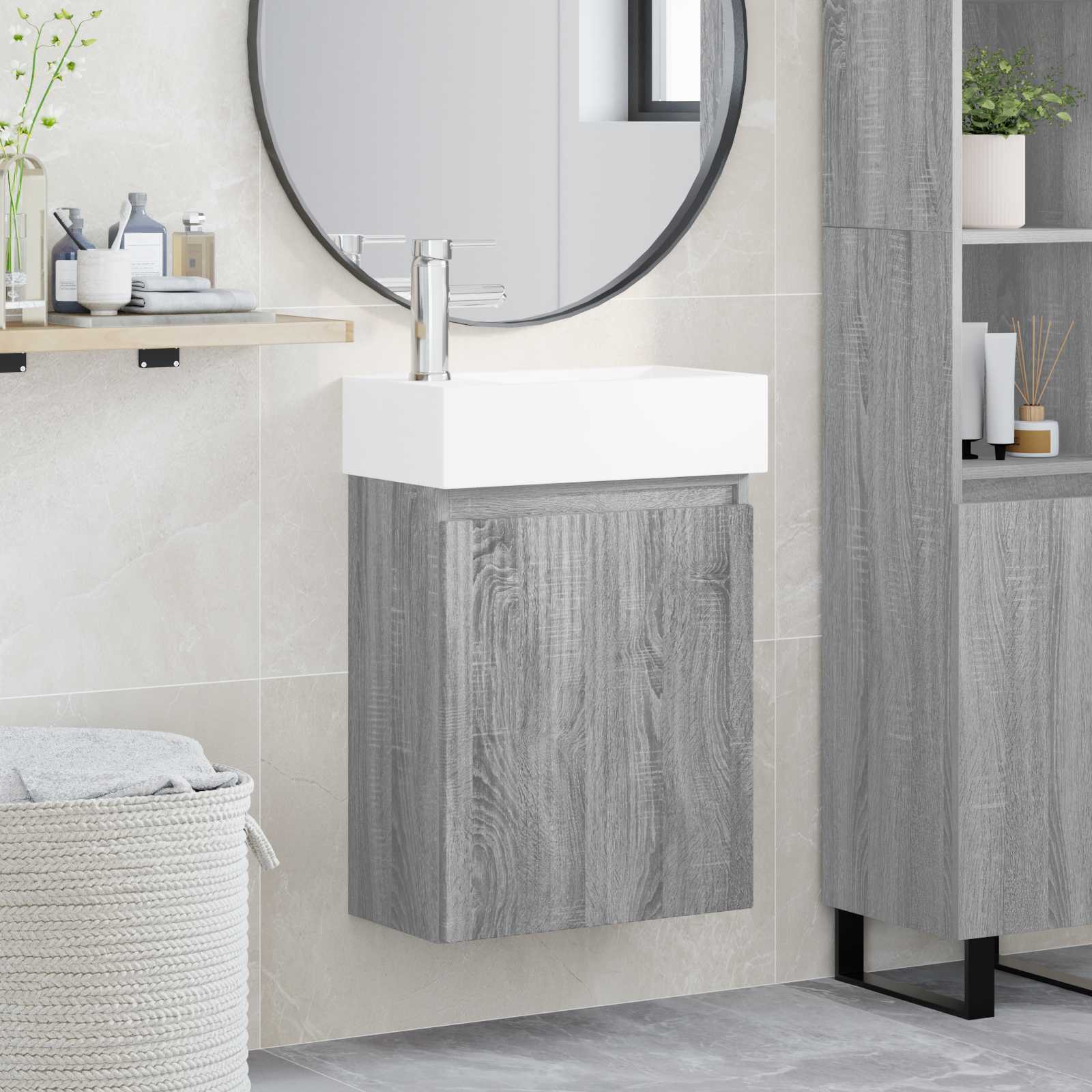 Μονάδα μπάνιου με βρύση Γκρι Sonoma 45,5 x 22,5 x 84 εκ - Pakobazaar