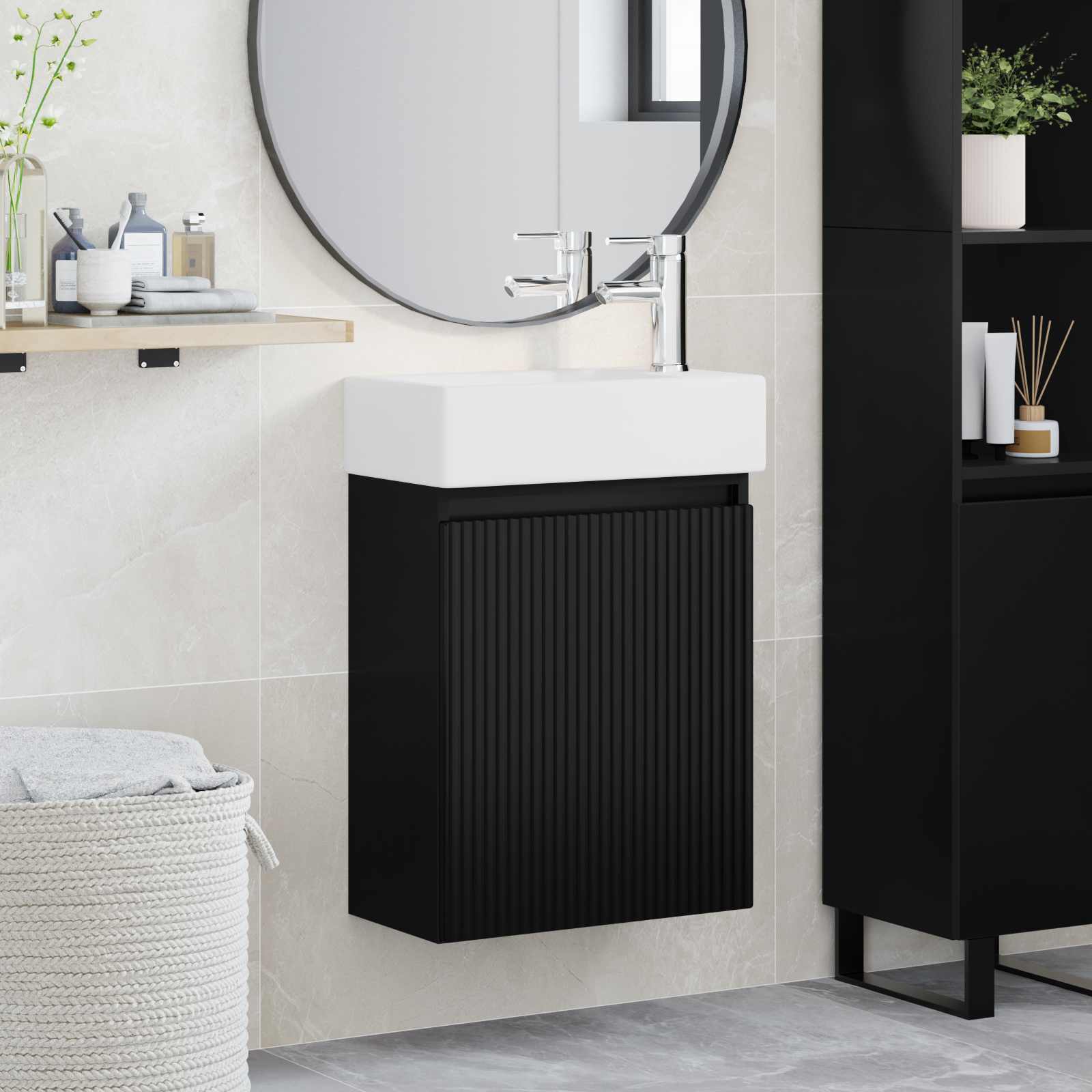 Μονάδα μπάνιου με βρύση Μαύρο 45,5 x 22,5 x 84 εκ - Pakobazaar