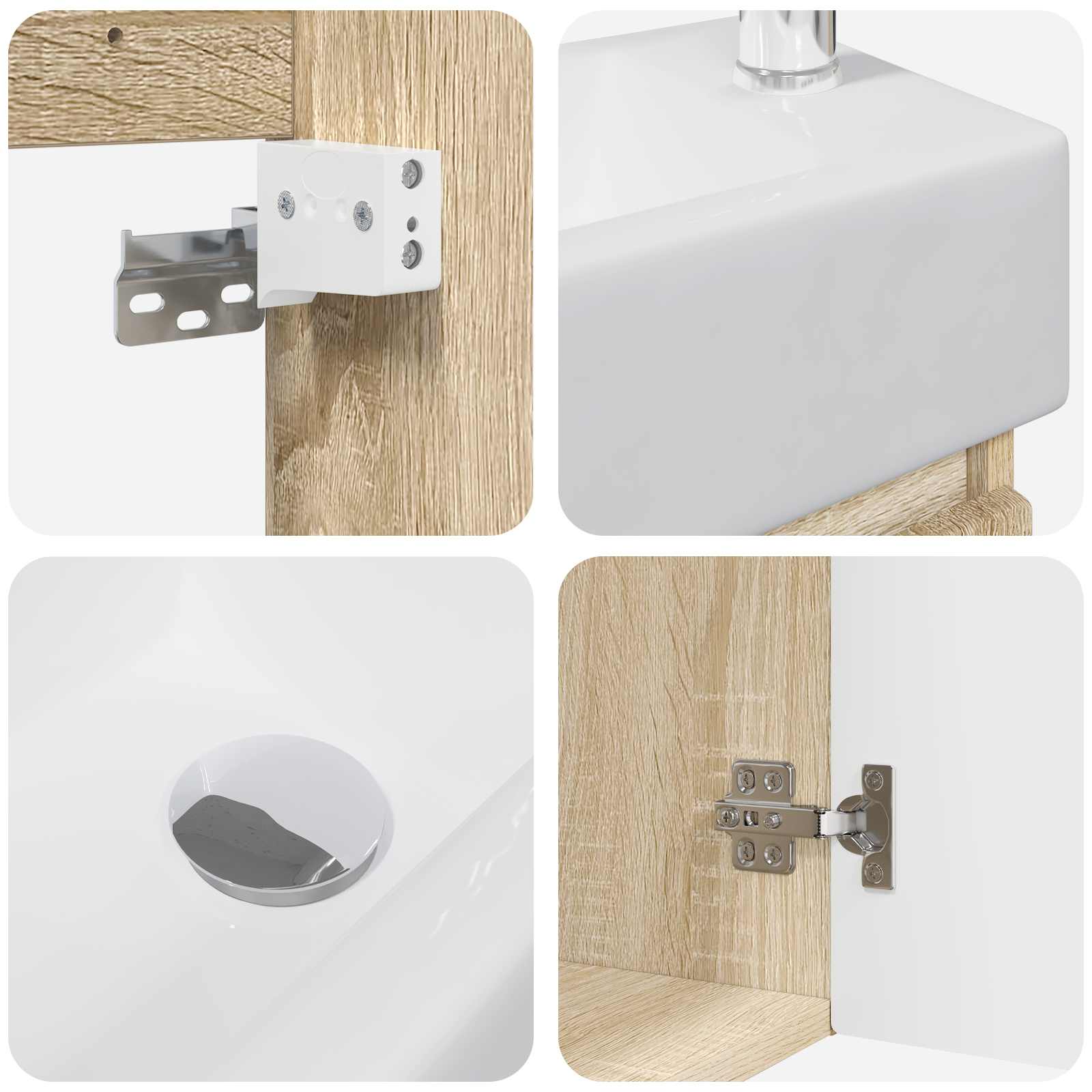 Μονάδα μπάνιου με βρύση Sonoma Δρυς 45,5 x 22,5 x 84 εκ - Pakobazaar