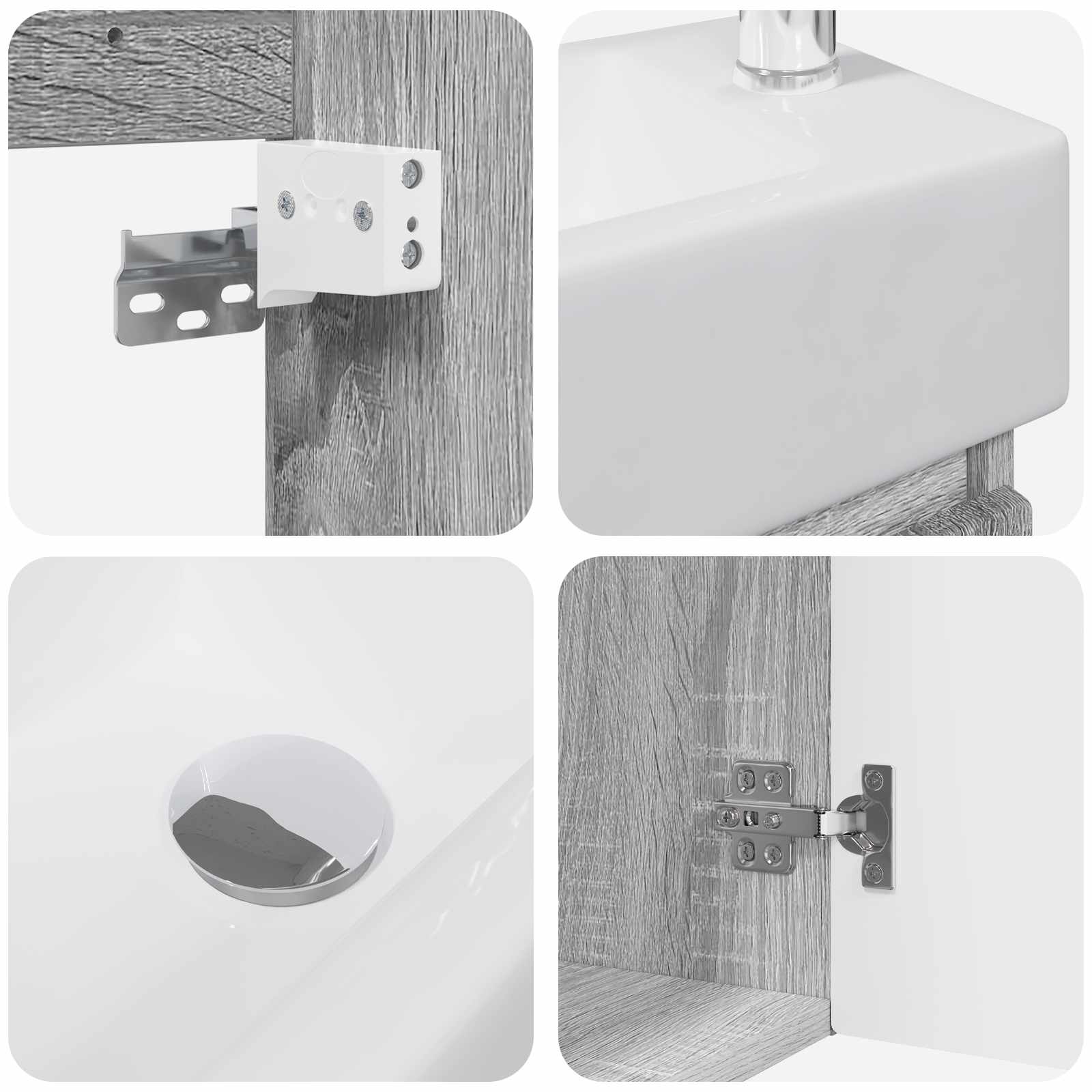 Μονάδα μπάνιου με βρύση Γκρι Sonoma 45,5 x 22,5 x 84 εκ - Pakobazaar
