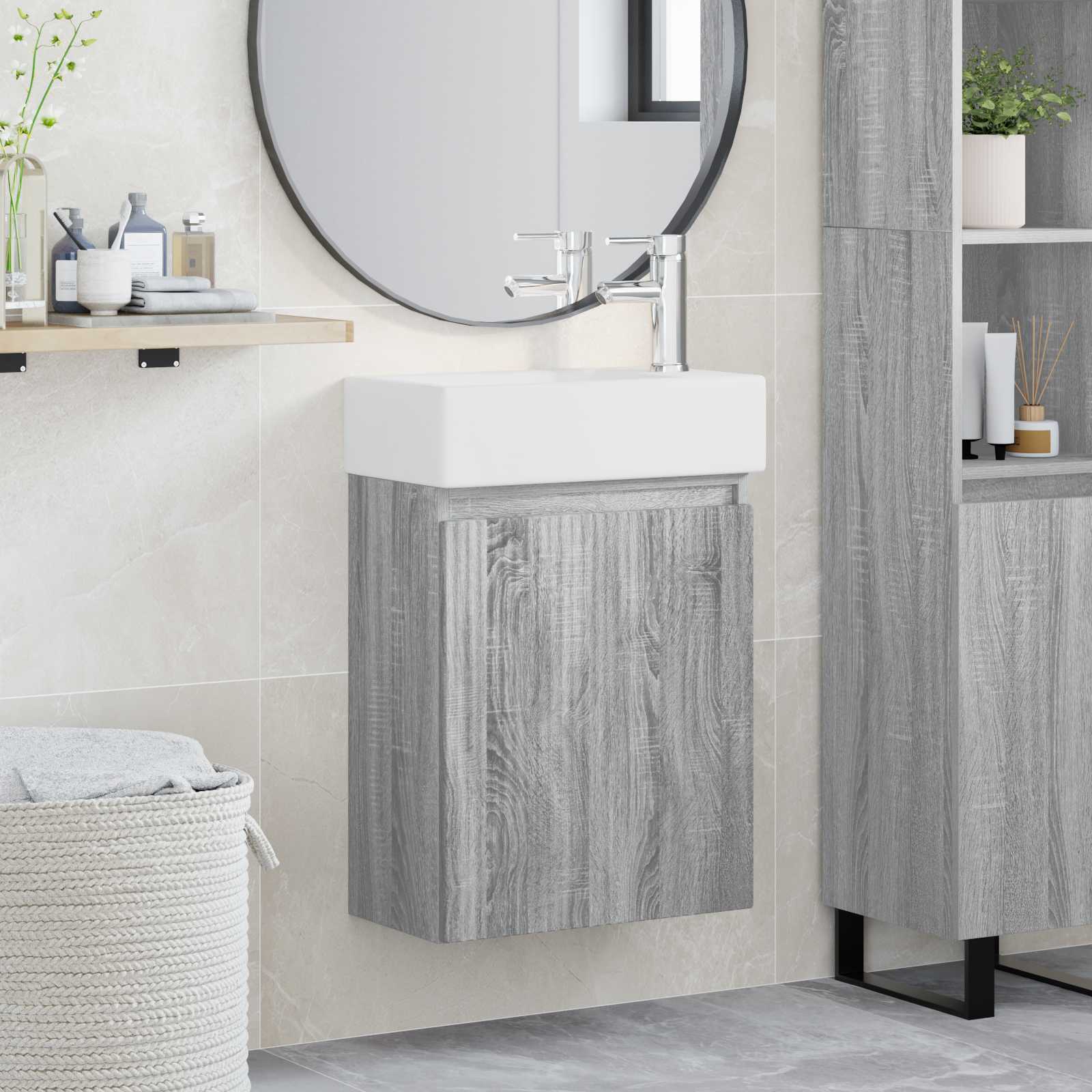 Μονάδα μπάνιου με βρύση Γκρι Sonoma 45,5 x 22,5 x 84 εκ - Pakobazaar