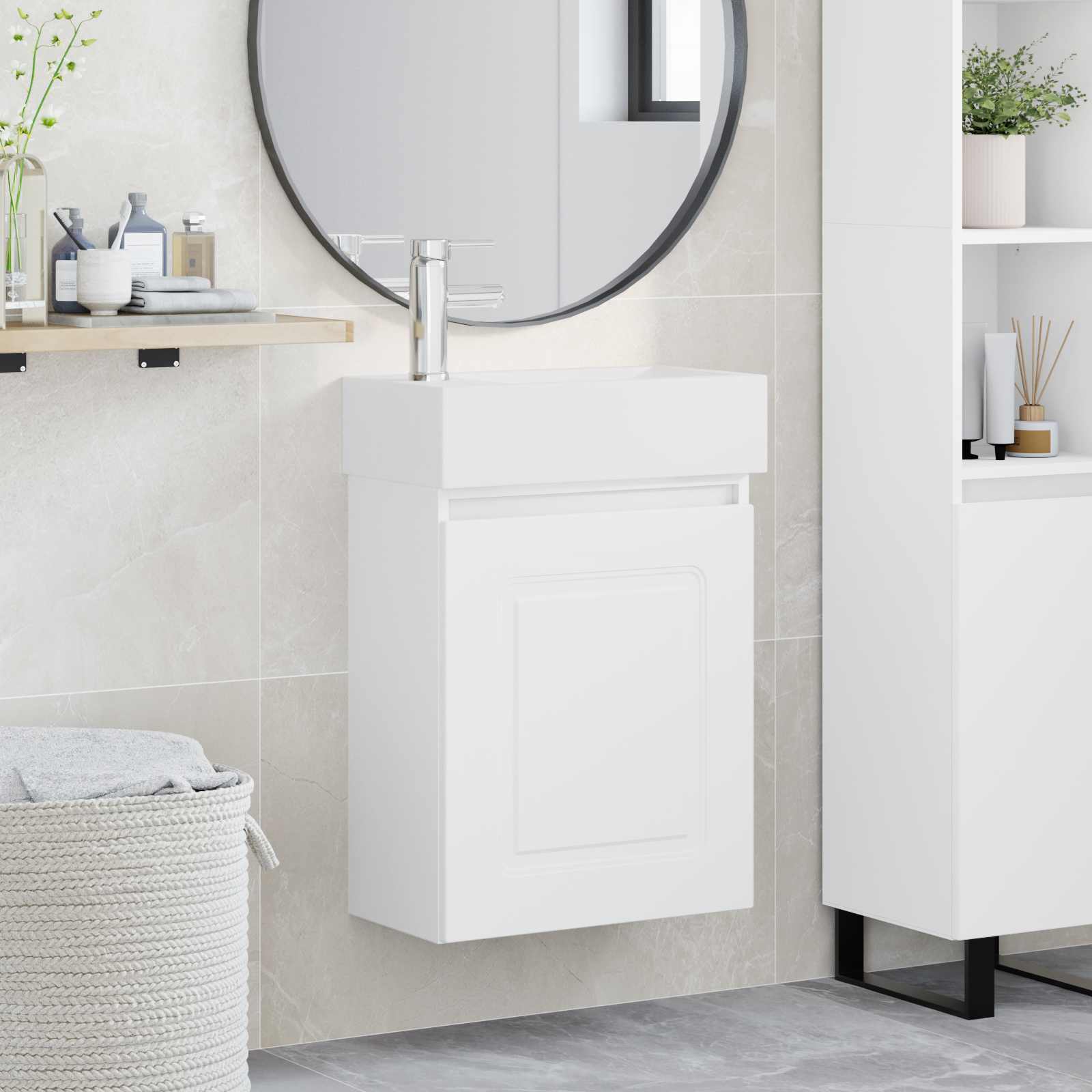 Μονάδα μπάνιου με βρύση Λευκό 45,5 x 22,5 x 84 εκ - Pakobazaar