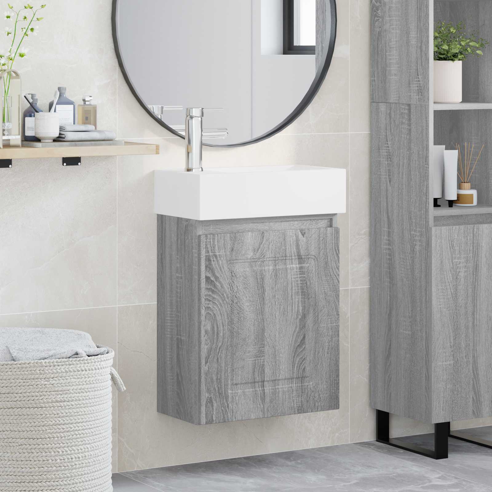 Μονάδα μπάνιου με βρύση Γκρι Sonoma 45,5 x 22,5 x 84 εκ - Pakobazaar