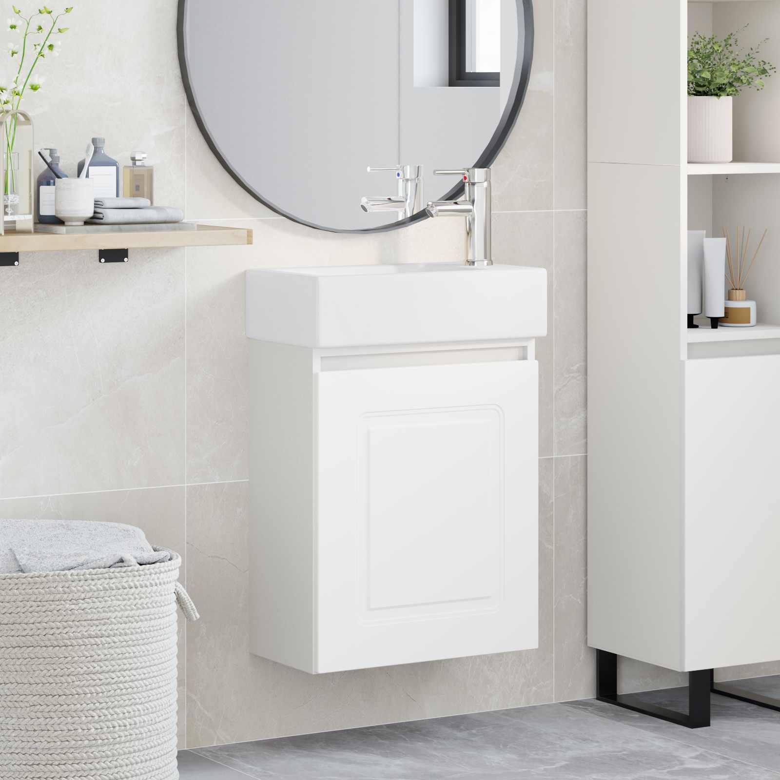 Μονάδα μπάνιου με βρύση Λευκό 45,5 x 22,5 x 84 εκ - Pakobazaar