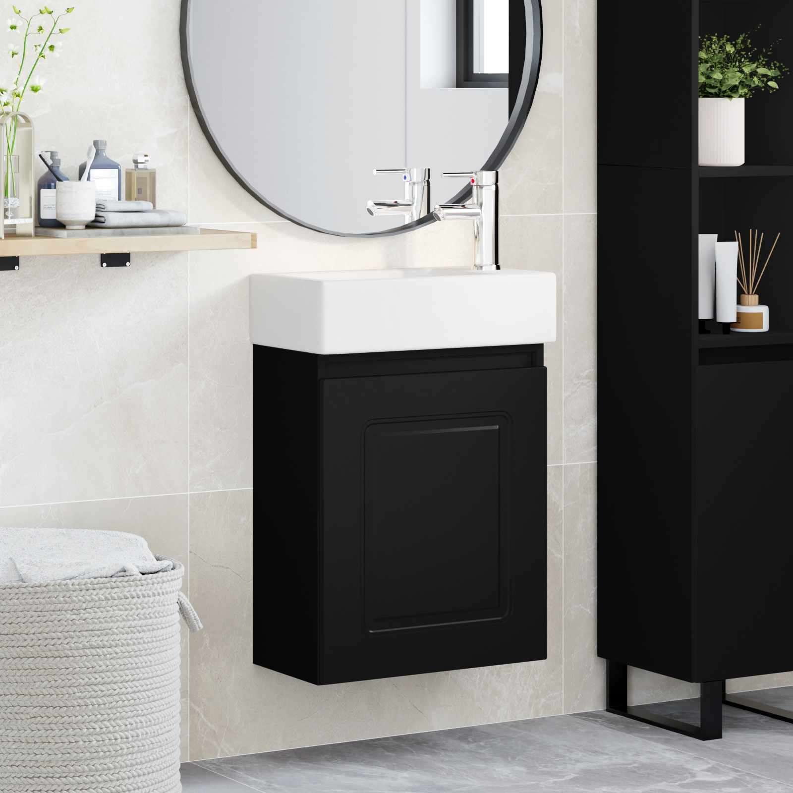 Μονάδα μπάνιου με βρύση Μαύρο 45,5 x 22,5 x 84 εκ - Pakobazaar