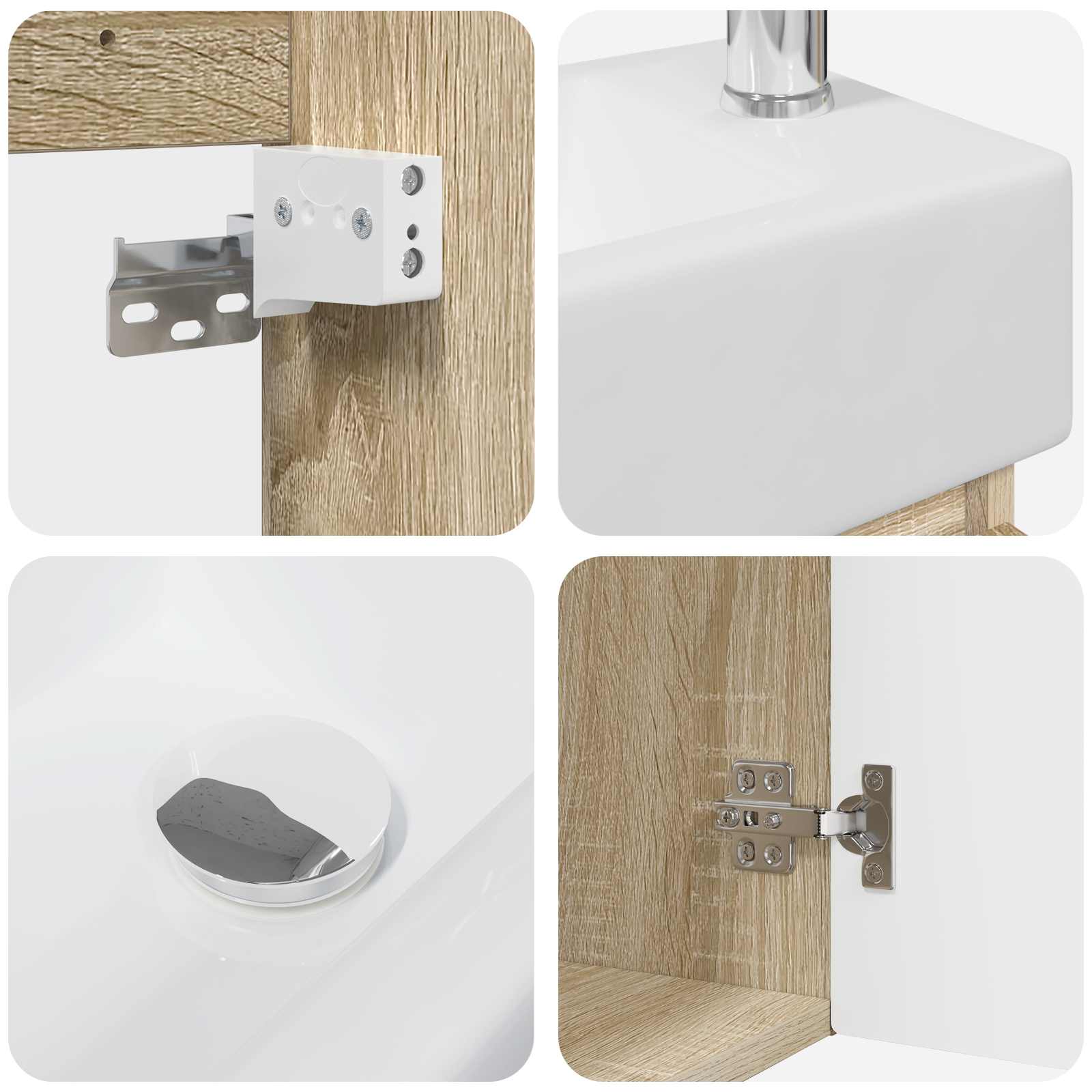Μονάδα μπάνιου με βρύση Sonoma Δρυς 45,5 x 22,5 x 84 εκ - Pakobazaar