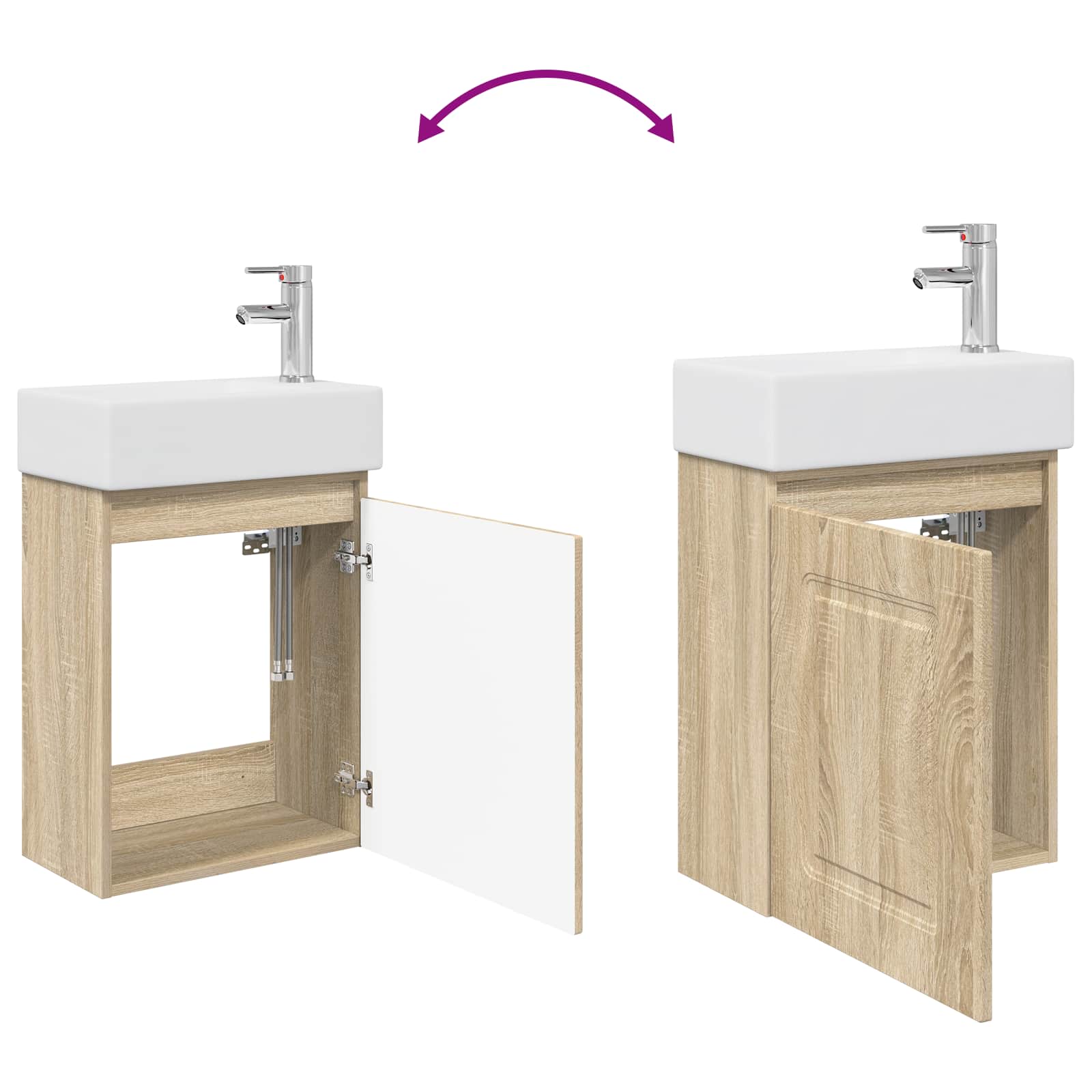 Μονάδα μπάνιου με βρύση Sonoma Δρυς 45,5 x 22,5 x 84 εκ - Pakobazaar