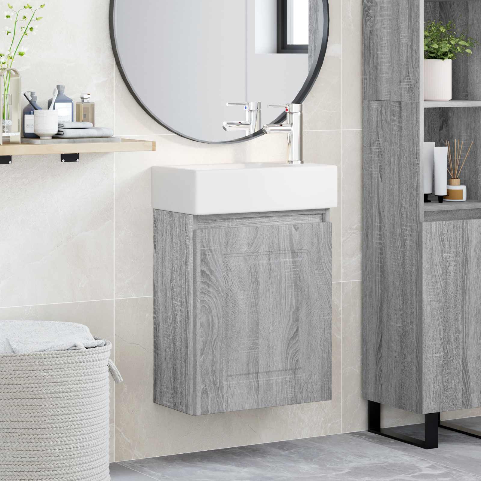 Μονάδα μπάνιου με βρύση Γκρι Sonoma 45,5 x 22,5 x 84 εκ - Pakobazaar