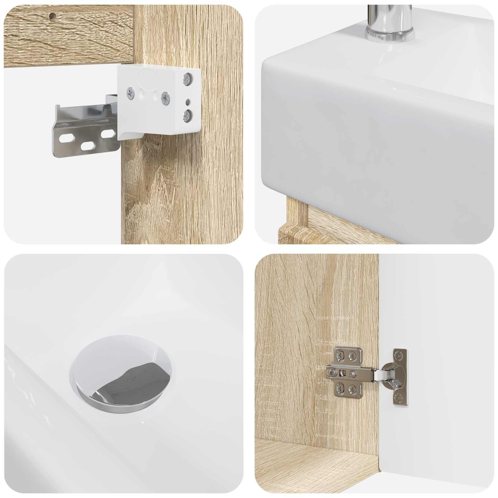 Μονάδα μπάνιου με βρύση Sonoma Δρυς 45,5 x 25,5 x 84 εκ - Pakobazaar