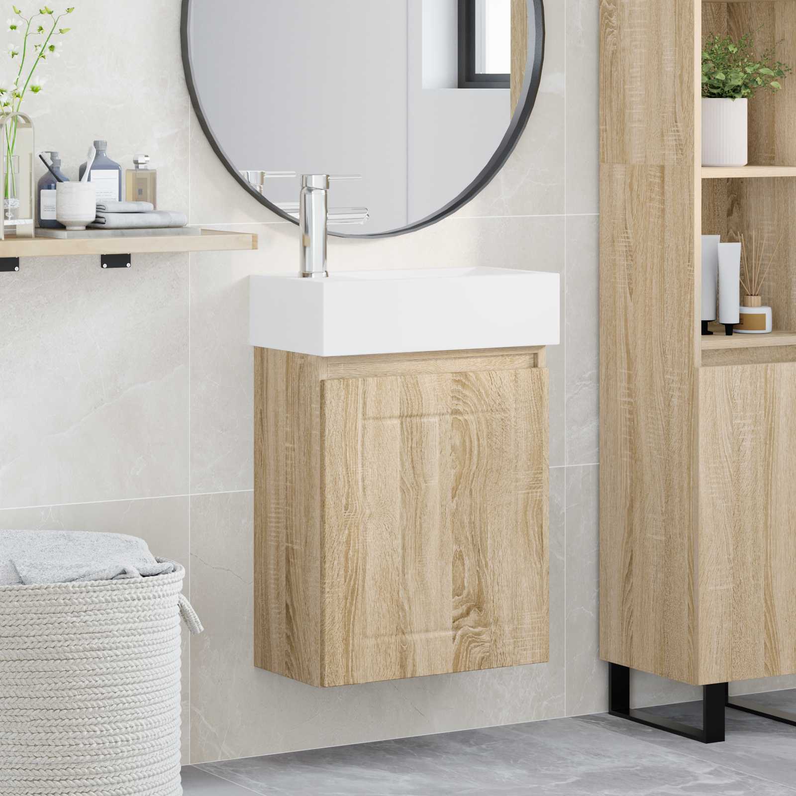 Μονάδα μπάνιου με βρύση Sonoma Δρυς 45,5 x 25,5 x 84 εκ - Pakobazaar