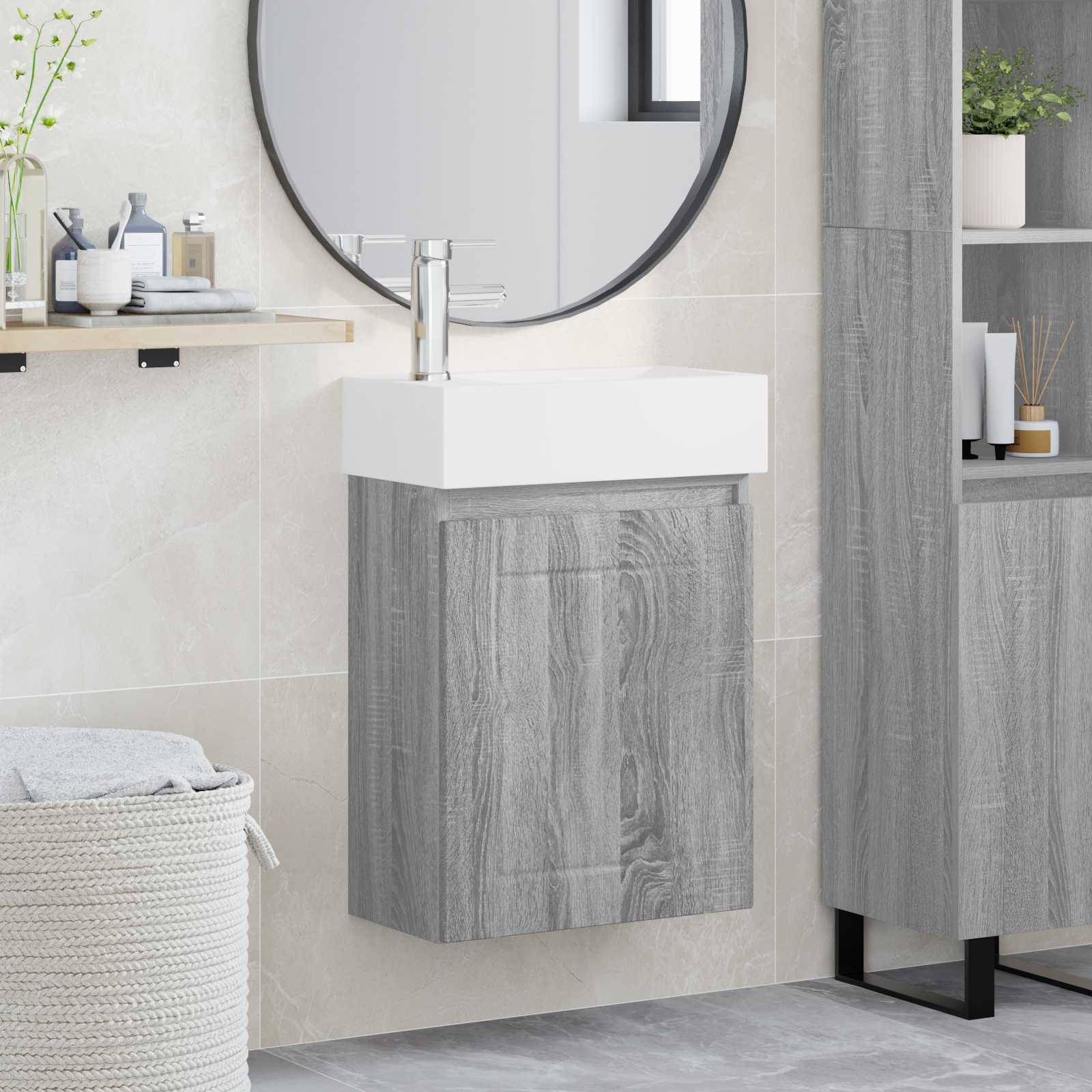 Μονάδα μπάνιου με βρύση Γκρι Sonoma 45,5 x 25,5 x 84 εκ - Pakobazaar