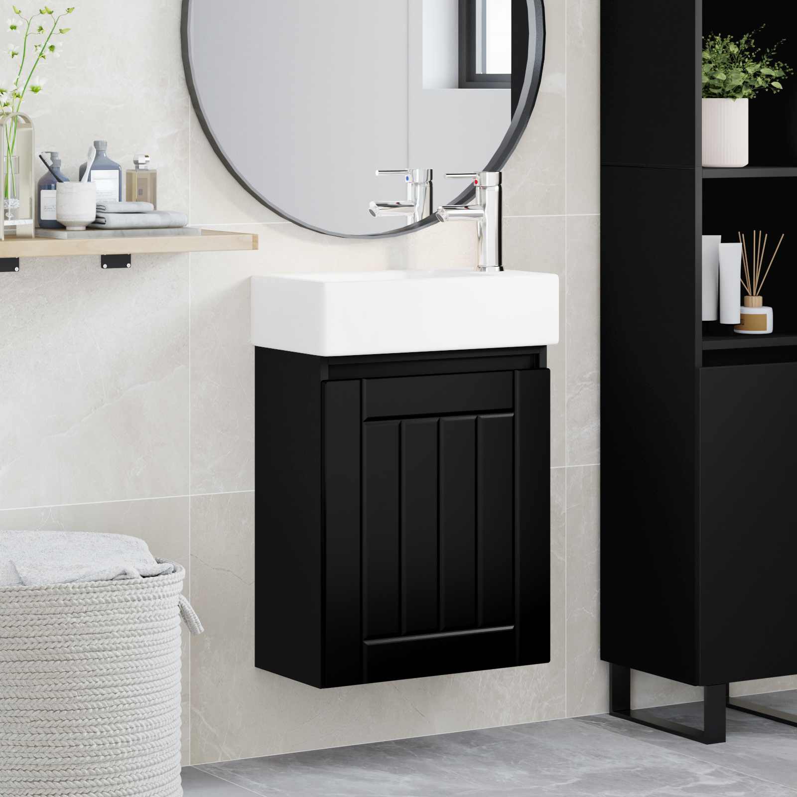 Μονάδα μπάνιου με βρύση Μαύρο 45,5 x 25,5 x 84 εκ - Pakobazaar