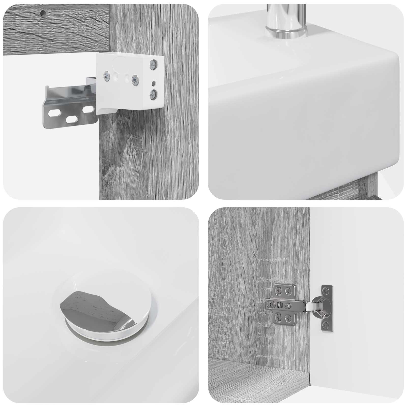 Μονάδα μπάνιου με βρύση Γκρι Sonoma 45,5 x 25,5 x 84 εκ - Pakobazaar