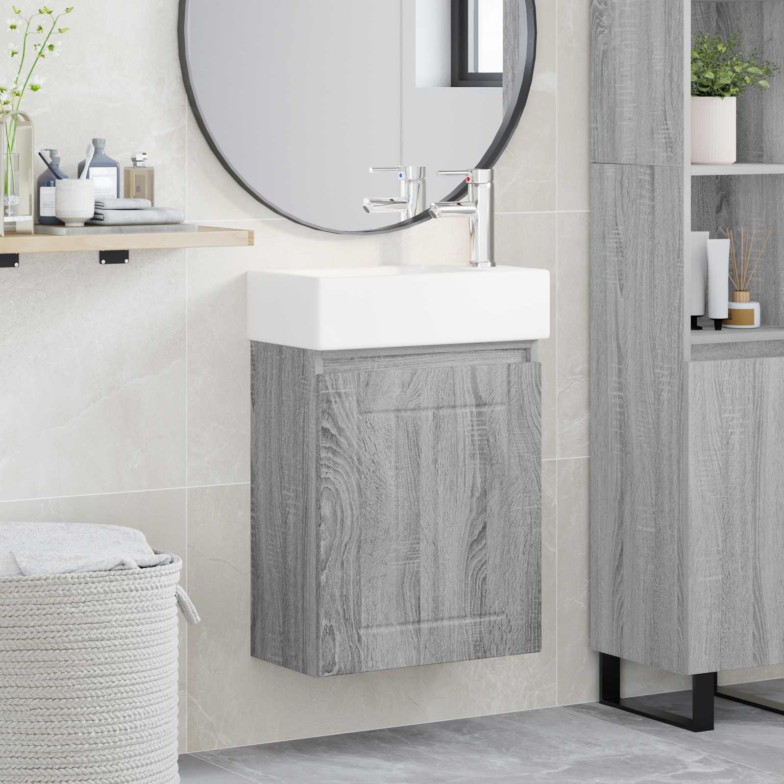 Μονάδα μπάνιου με βρύση Γκρι Sonoma 45,5 x 25,5 x 84 εκ - Pakobazaar