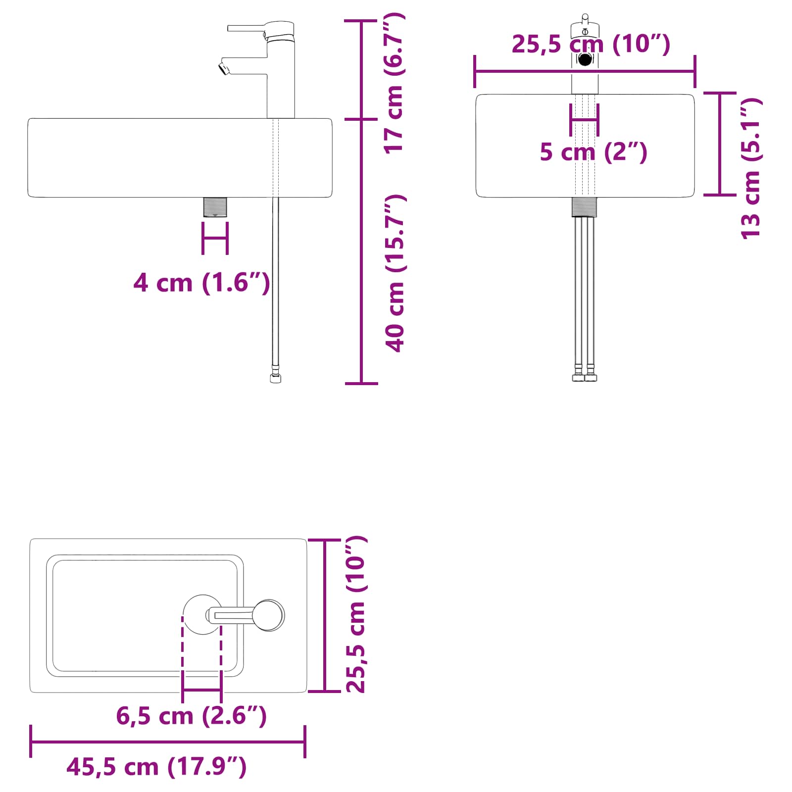 Μονάδα μπάνιου με βρύση Γκρι Sonoma 45,5 x 25,5 x 84 εκ - Pakobazaar