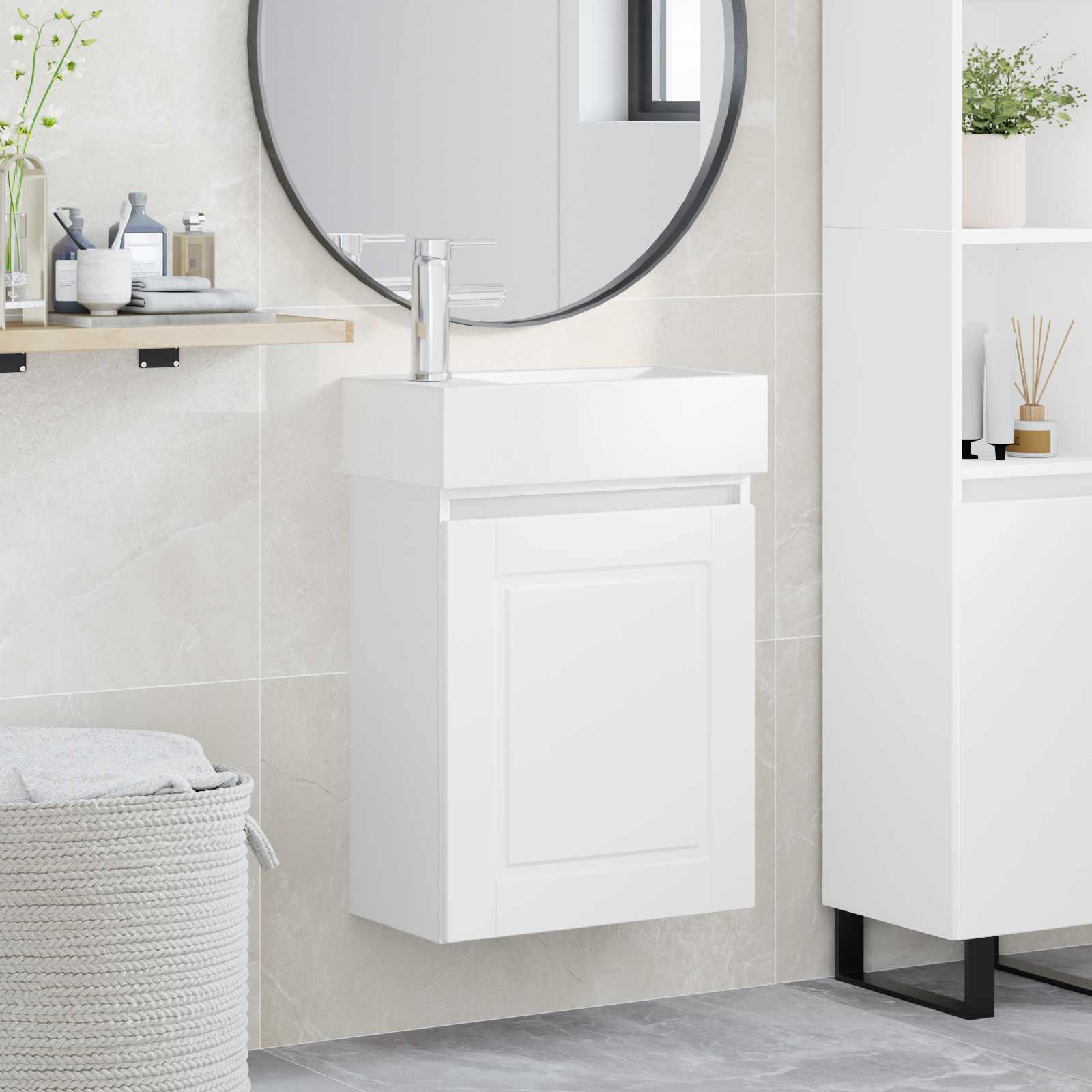 Μονάδα μπάνιου με βρύση Λευκό 45,5 x 22,5 x 84 εκ - Pakobazaar