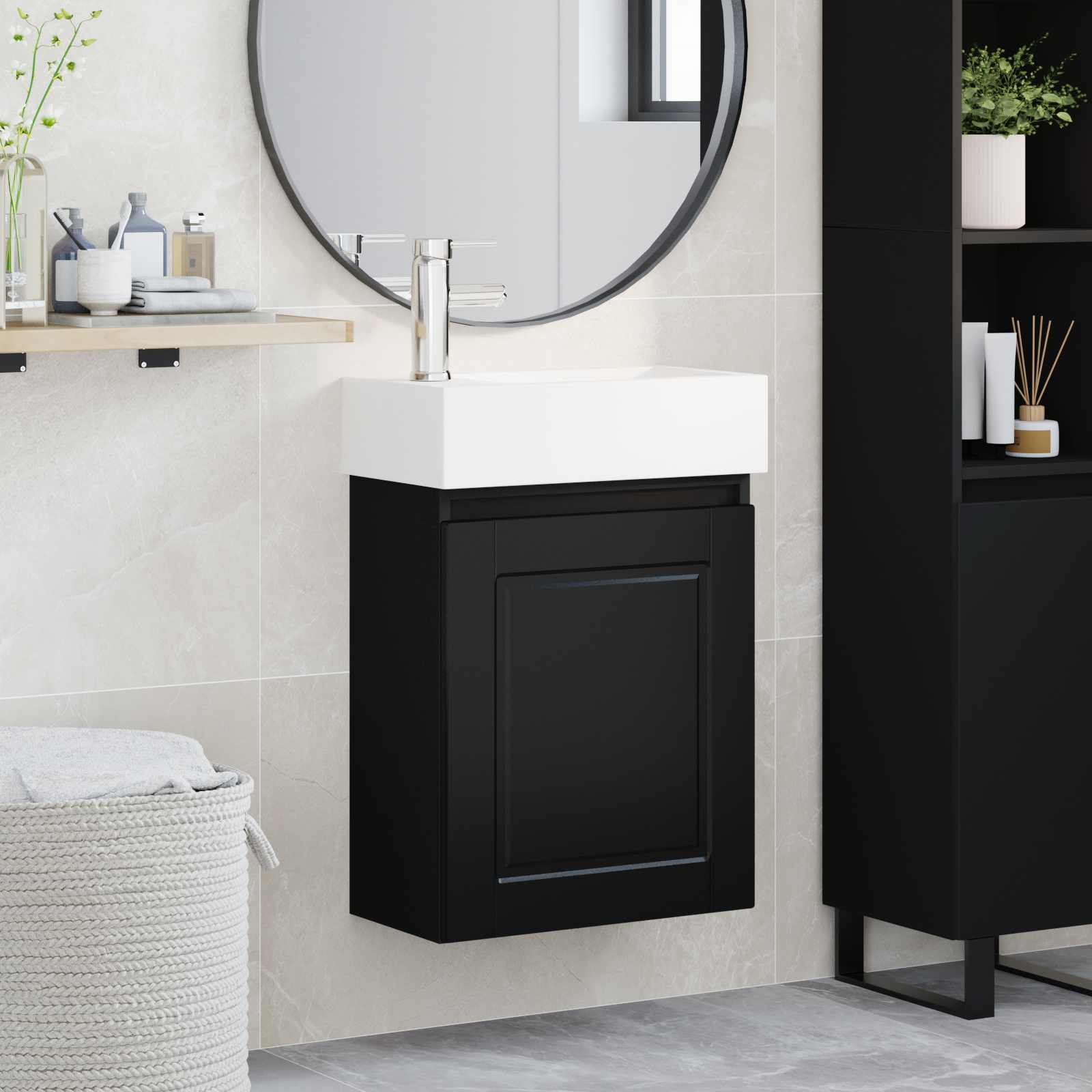 Μονάδα μπάνιου με βρύση Μαύρο 45,5 x 22,5 x 84 εκ - Pakobazaar