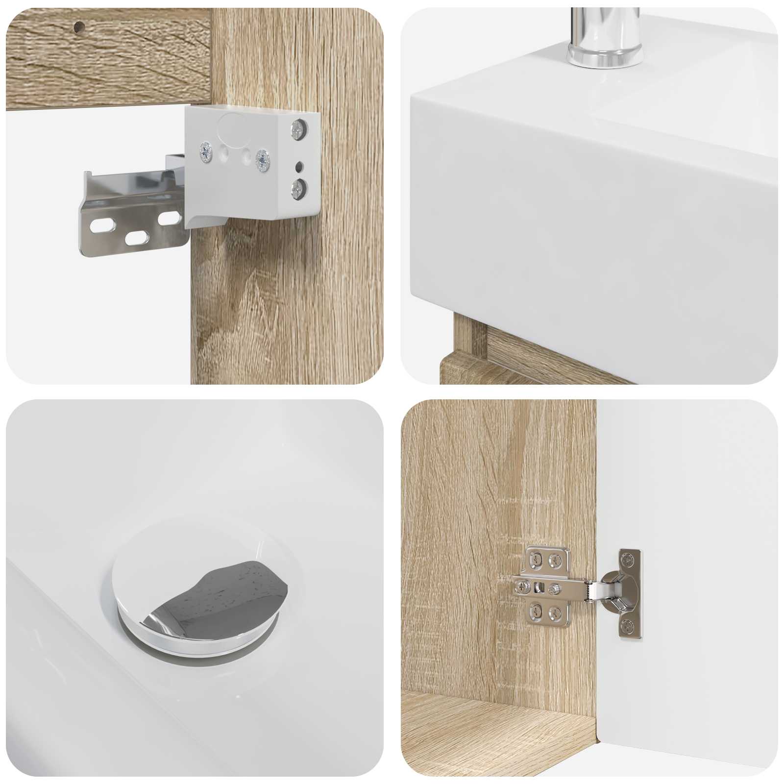 Μονάδα μπάνιου με βρύση Sonoma Δρυς 45,5 x 22,5 x 84 εκ - Pakobazaar