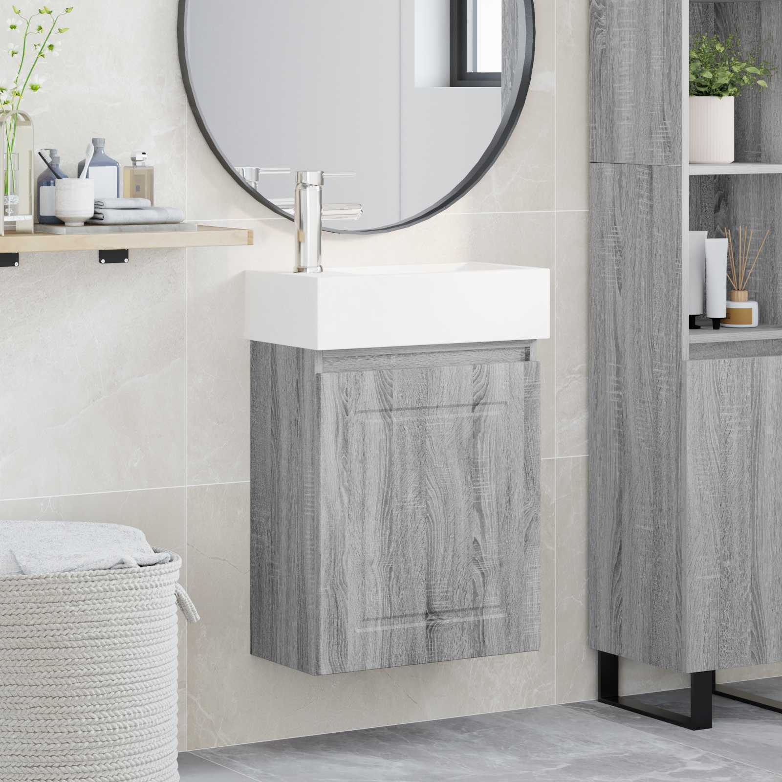 Μονάδα μπάνιου με βρύση Γκρι Sonoma 45,5 x 22,5 x 84 εκ - Pakobazaar