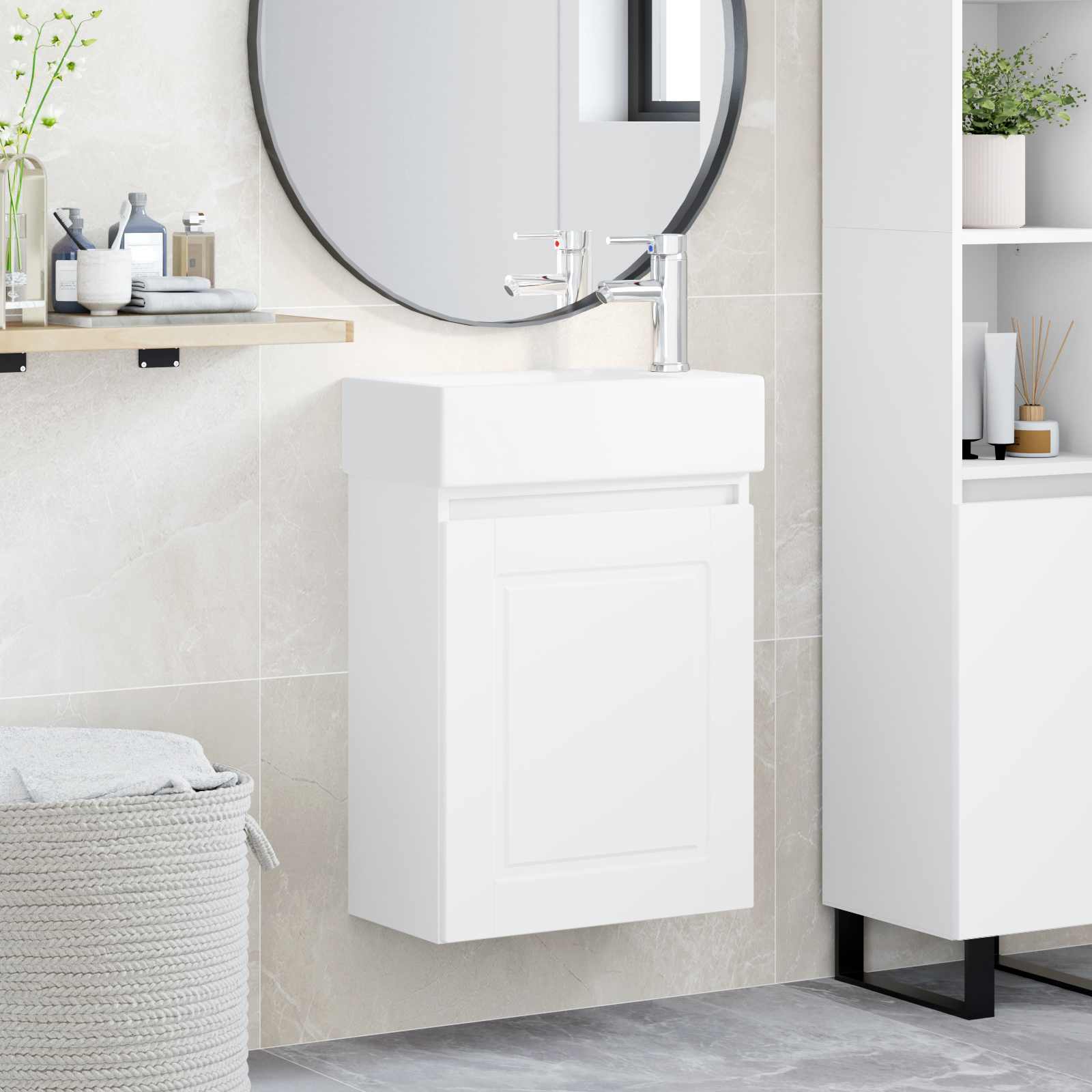 Μονάδα μπάνιου με βρύση Λευκό 45,5 x 22,5 x 84 εκ - Pakobazaar