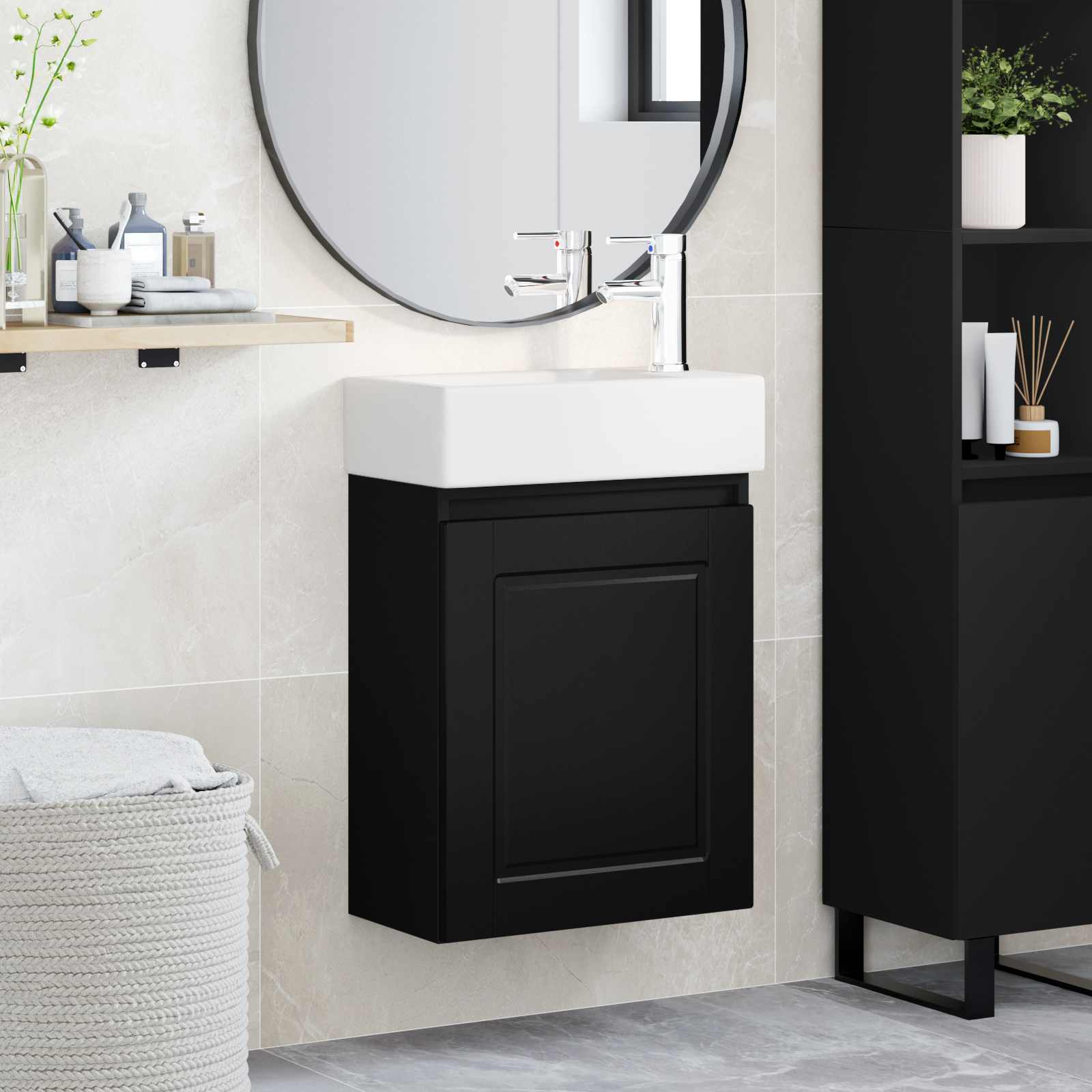 Μονάδα μπάνιου με βρύση Μαύρο 45,5 x 22,5 x 84 εκ - Pakobazaar