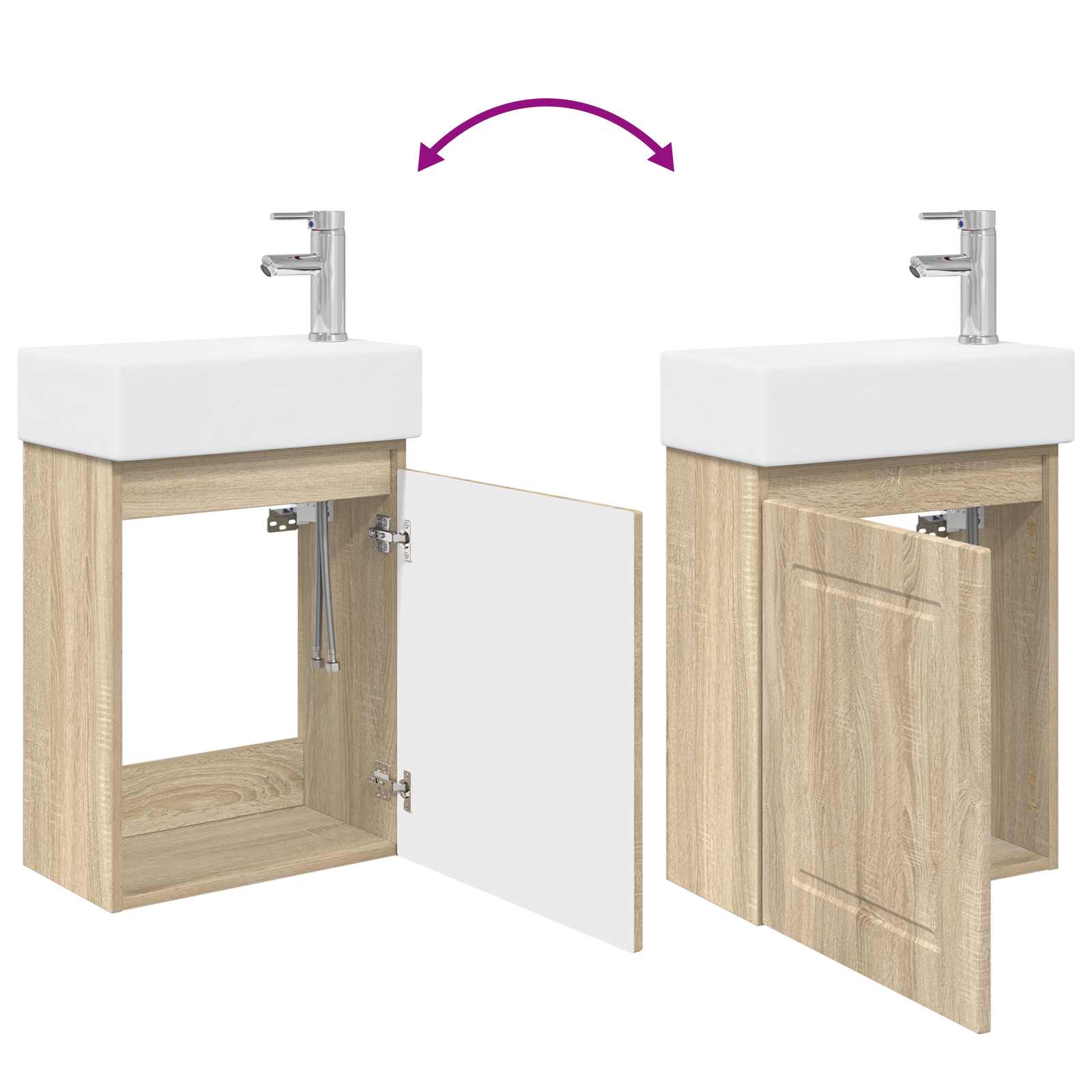 Μονάδα μπάνιου με βρύση Sonoma Δρυς 45,5 x 22,5 x 84 εκ - Pakobazaar
