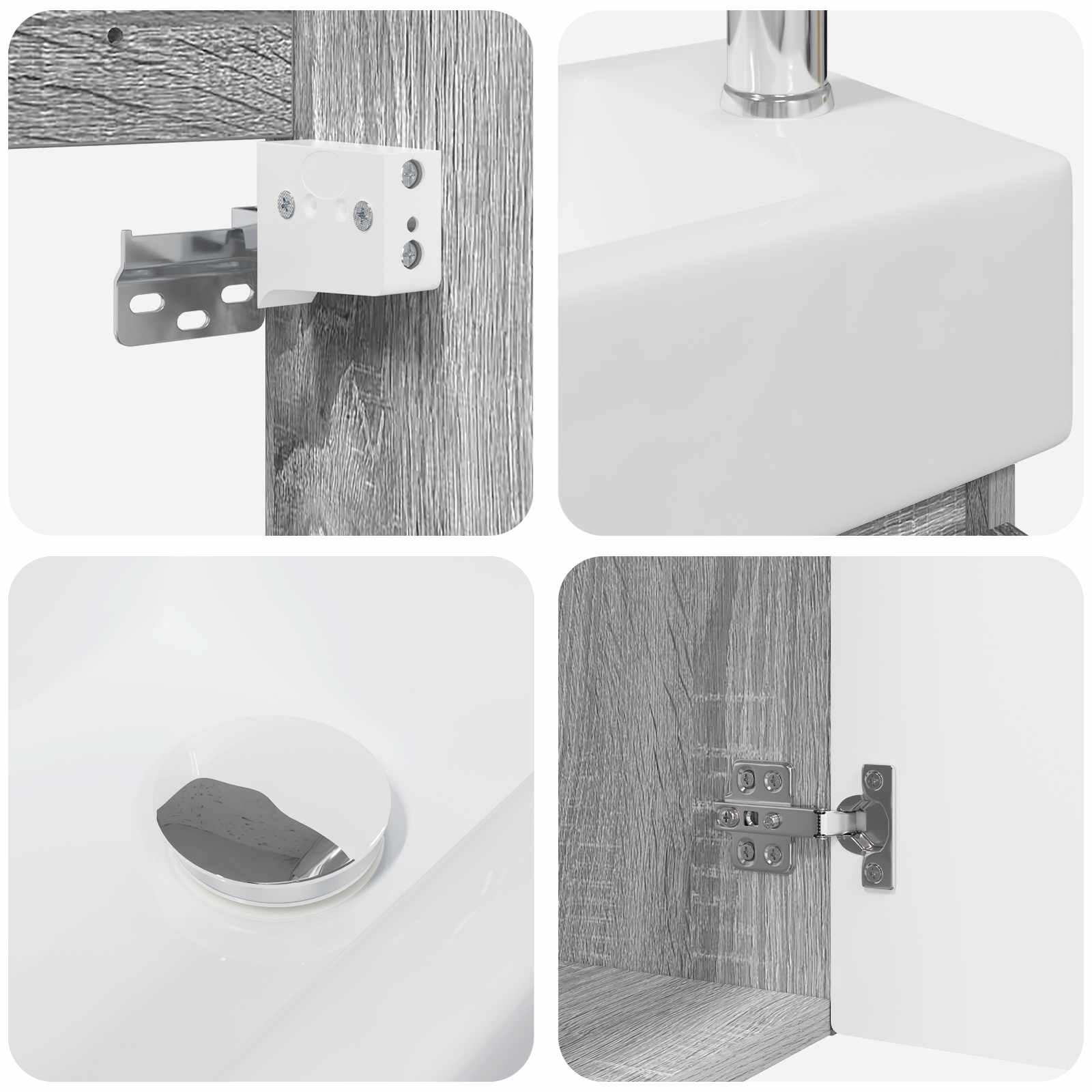 Μονάδα μπάνιου με βρύση Γκρι Sonoma 45,5 x 22,5 x 84 εκ - Pakobazaar