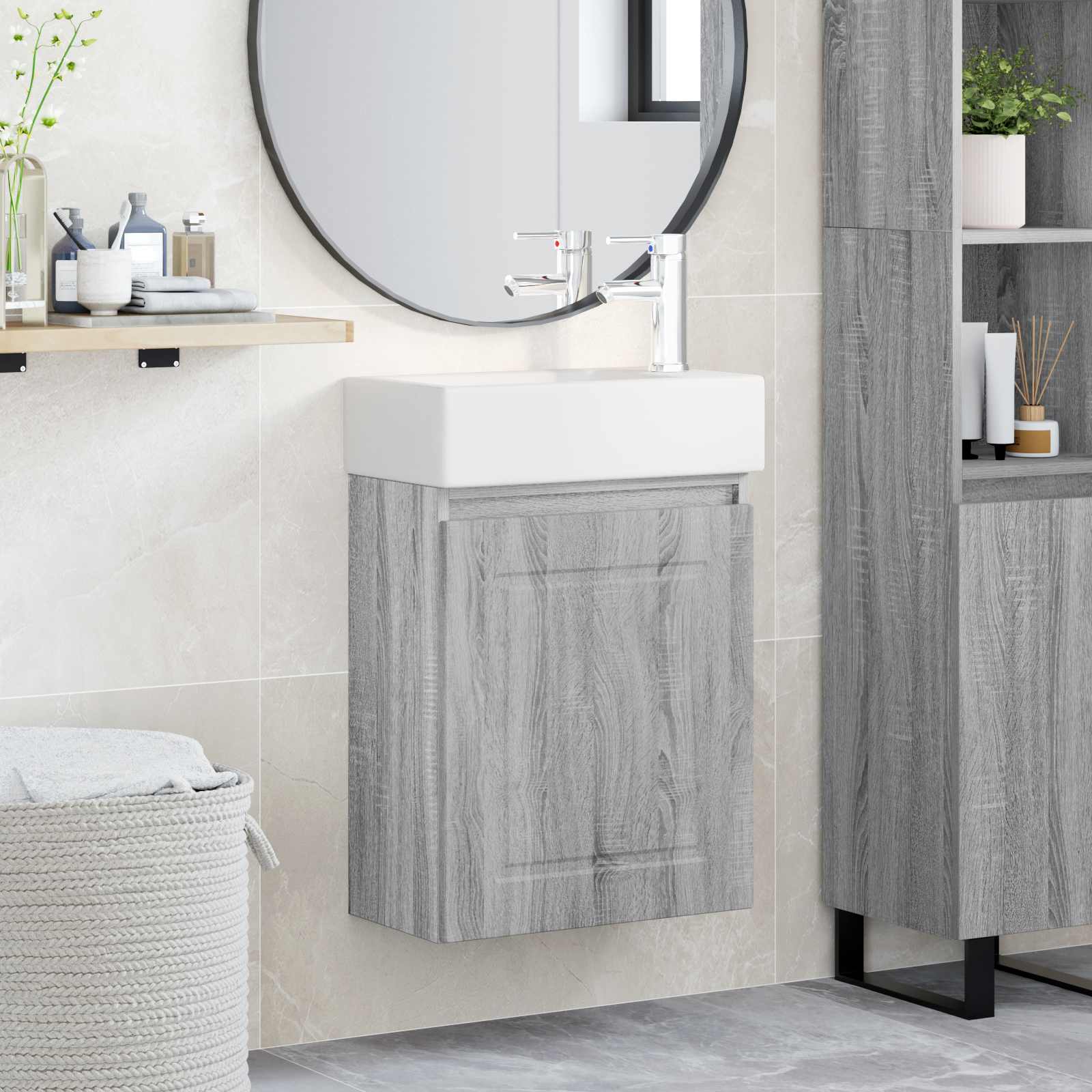 Μονάδα μπάνιου με βρύση Γκρι Sonoma 45,5 x 22,5 x 84 εκ - Pakobazaar