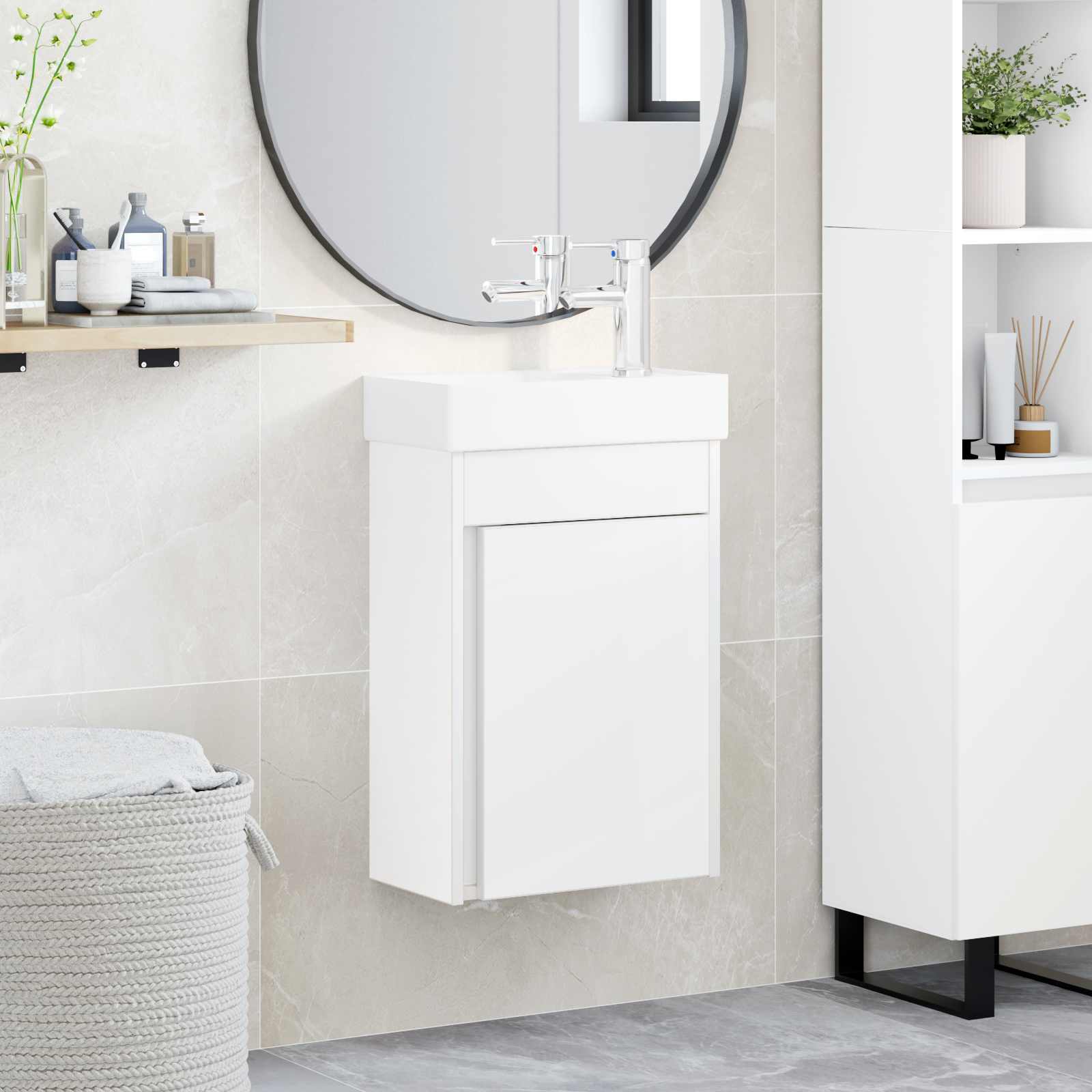 Μονάδα μπάνιου με βρύση Λευκό 40,5 x 22,5 x 62 εκ. - Pakobazaar
