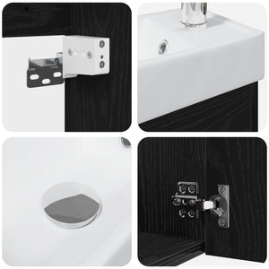 Μονάδα μπάνιου με βρύση Μαύρη Δρυς 40,5 x 22,5 x 62 εκ. - Pakobazaar