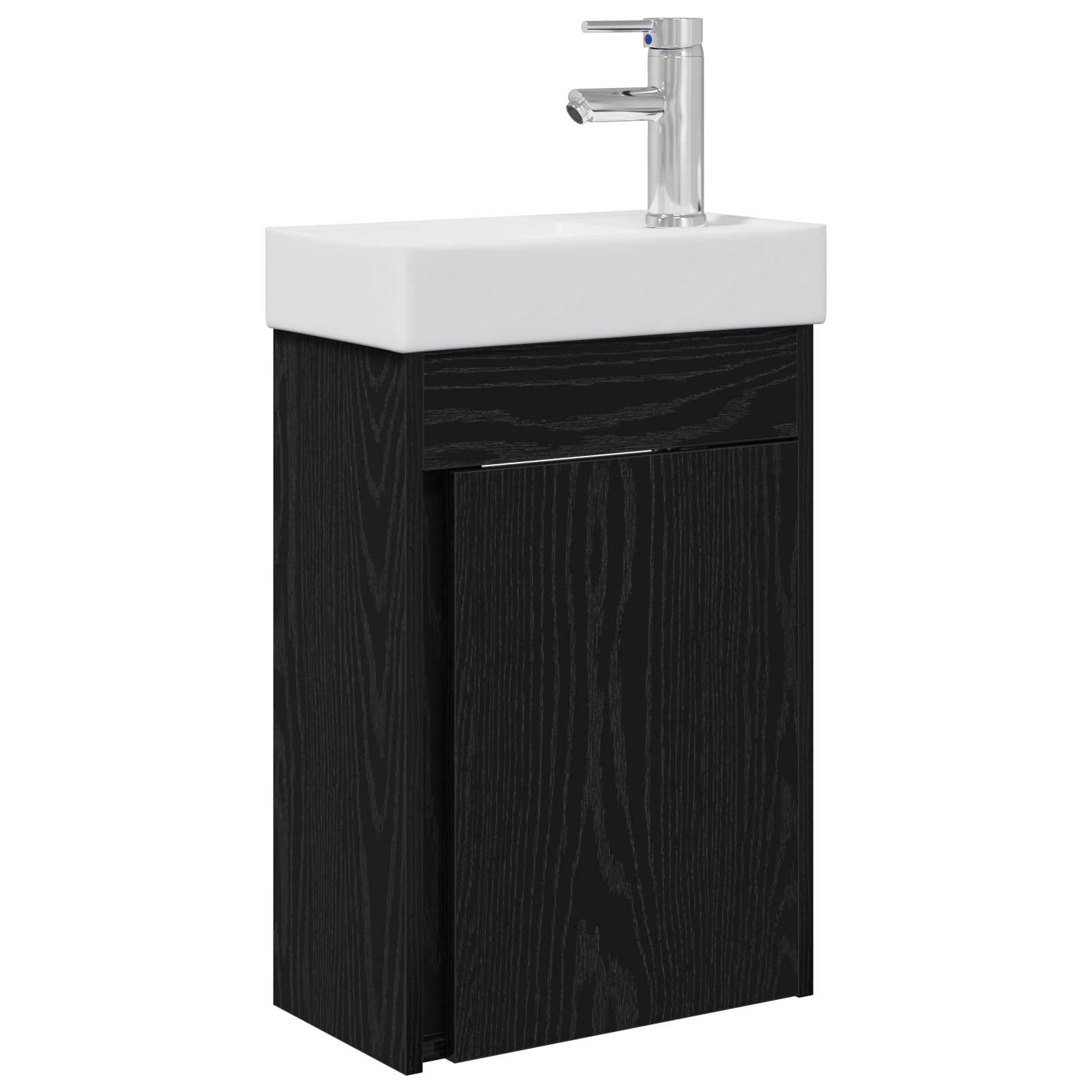 Μονάδα μπάνιου με βρύση Μαύρη Δρυς 40,5 x 22,5 x 62 εκ. - Pakobazaar