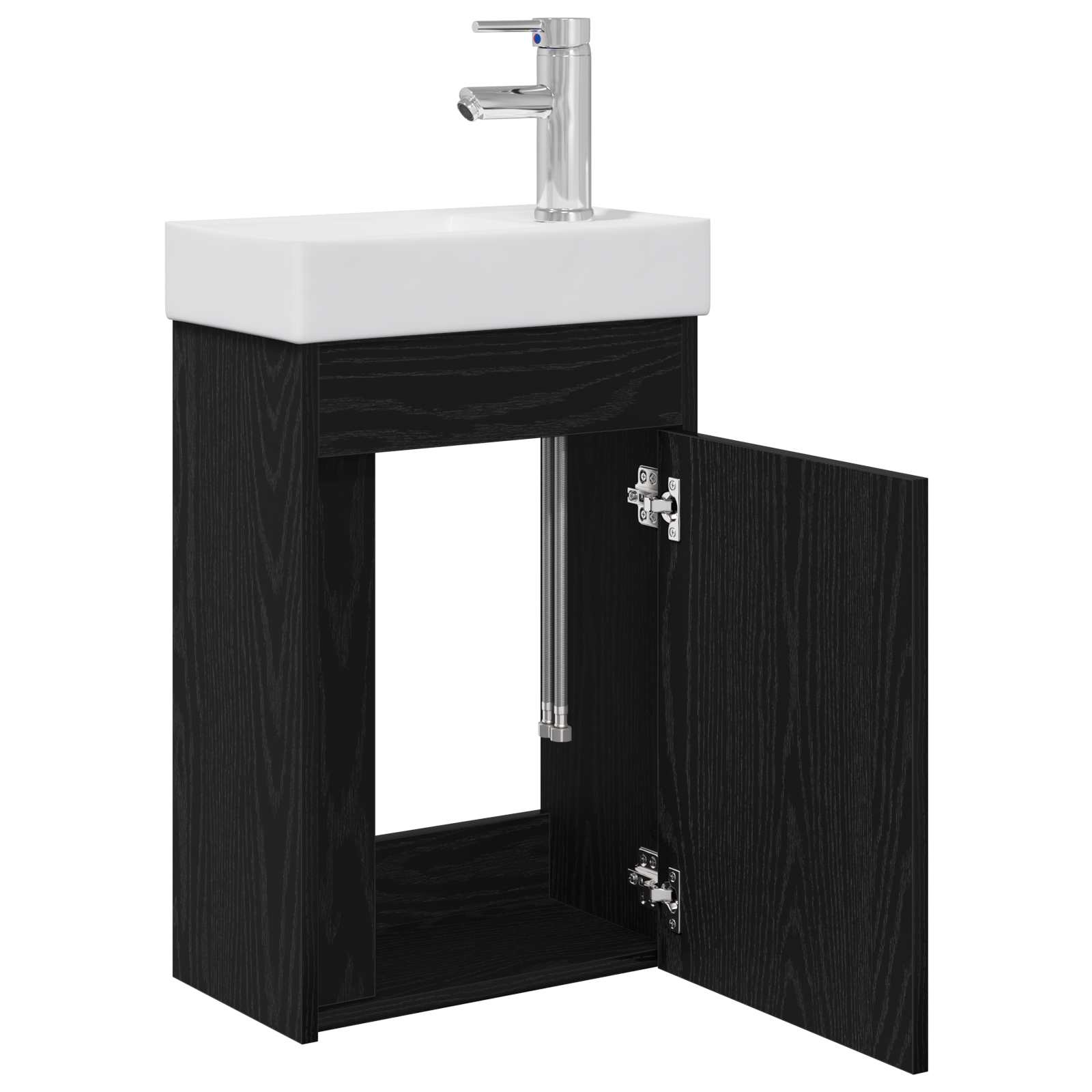 Μονάδα μπάνιου με βρύση Μαύρη Δρυς 40,5 x 22,5 x 62 εκ. - Pakobazaar