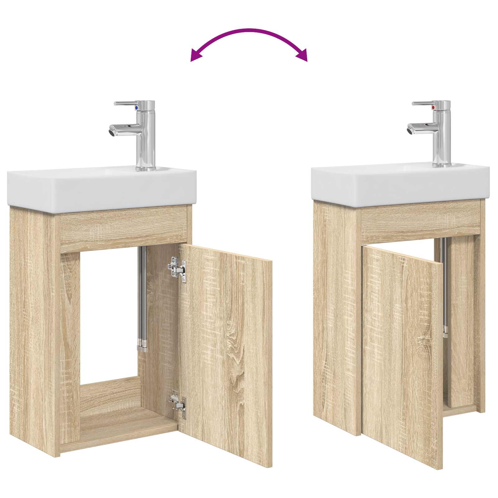 Μονάδα μπάνιου με βρύση Sonoma Δρυς 40,5 x 22,5 x 62 εκ. - Pakobazaar