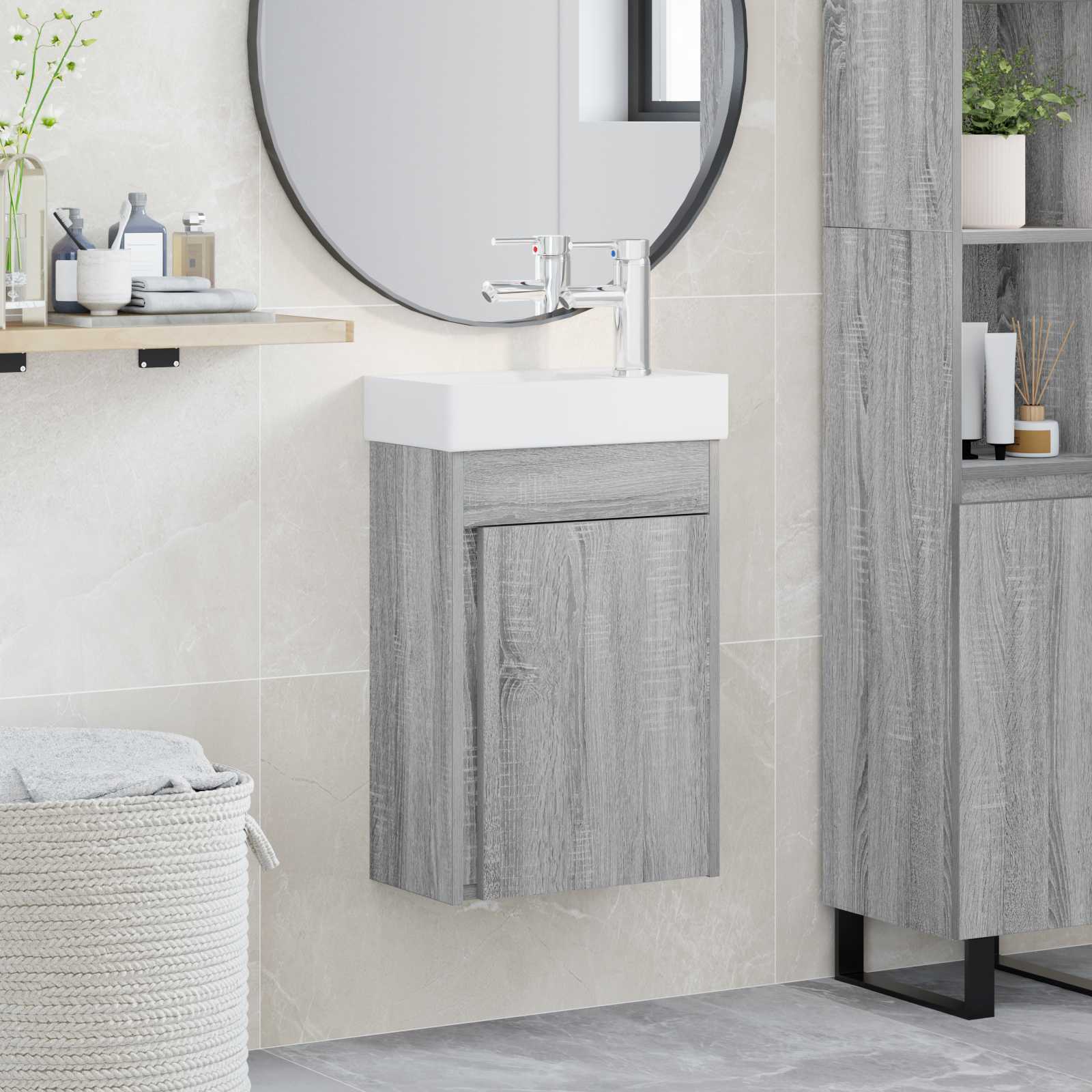 Μονάδα μπάνιου με βρύση Γκρι Sonoma 40,5 x 22,5 x 62 εκ. - Pakobazaar
