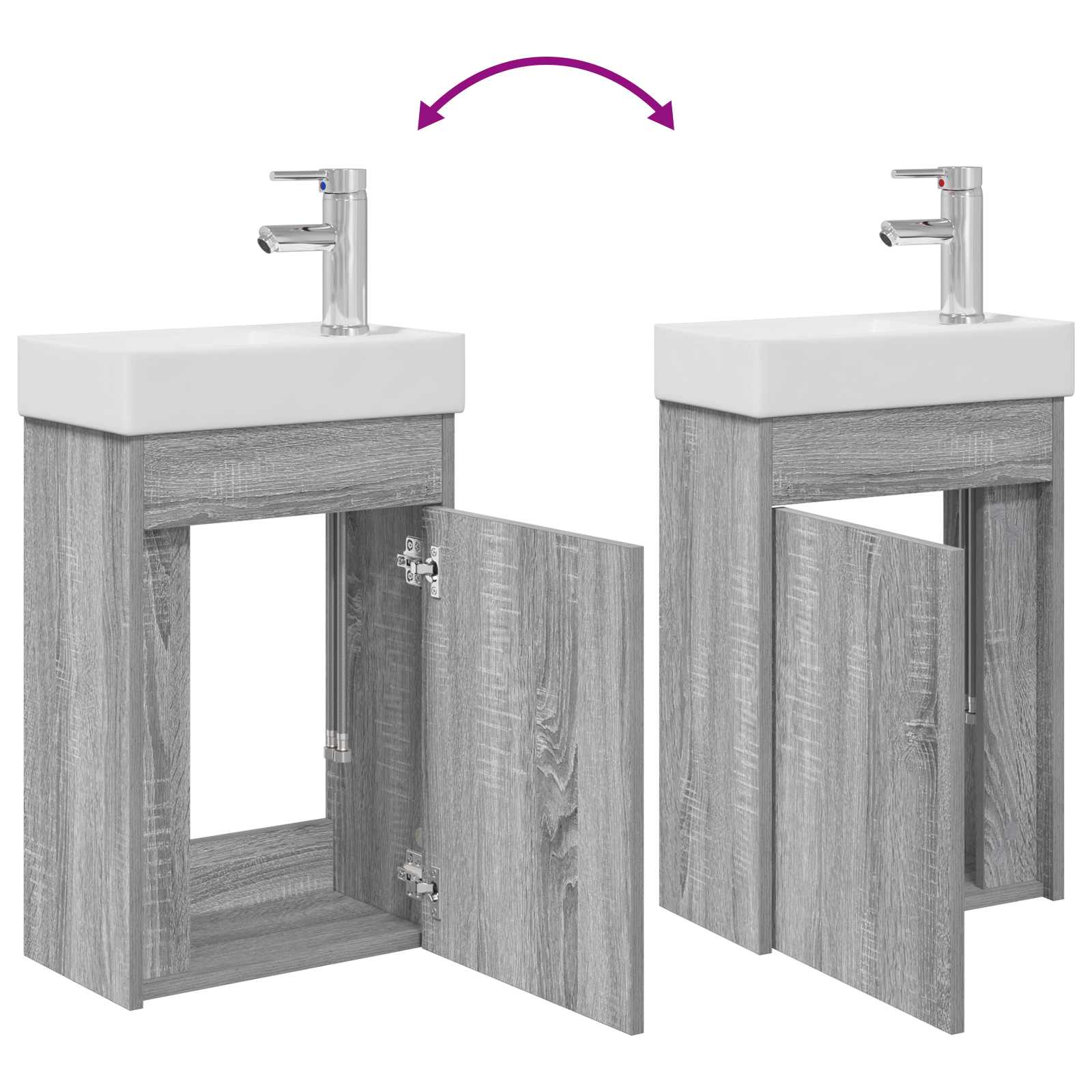 Μονάδα μπάνιου με βρύση Γκρι Sonoma 40,5 x 22,5 x 62 εκ. - Pakobazaar