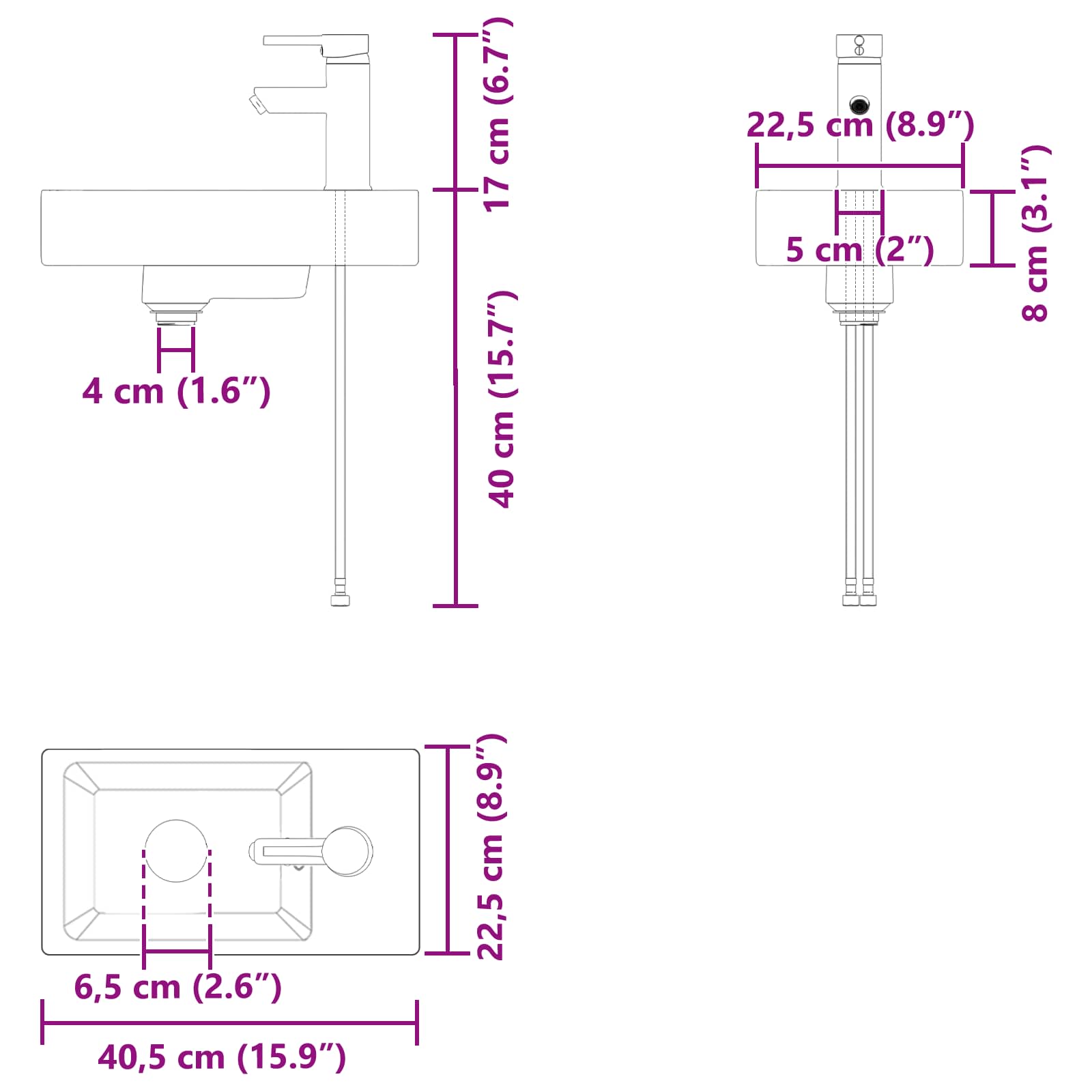 Μονάδα μπάνιου με βρύση Γκρι Sonoma 40,5 x 22,5 x 62 εκ. - Pakobazaar
