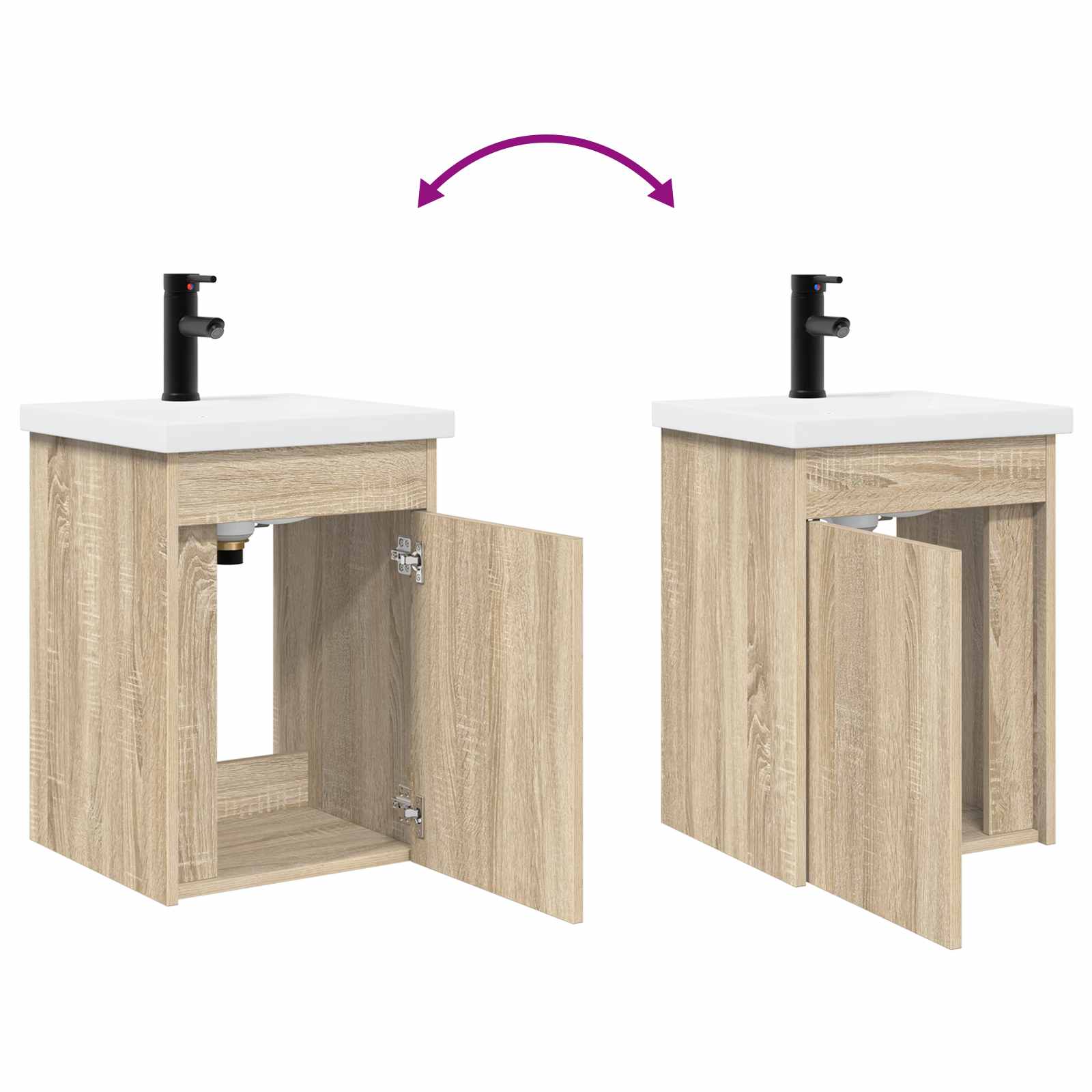 Μονάδα μπάνιου με βρύση Sonoma Δρυς 42 x 40 x 74,5 εκ - Pakobazaar