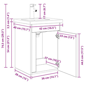 Μονάδα μπάνιου με βρύση Sonoma Δρυς 42 x 40 x 74,5 εκ - Pakobazaar