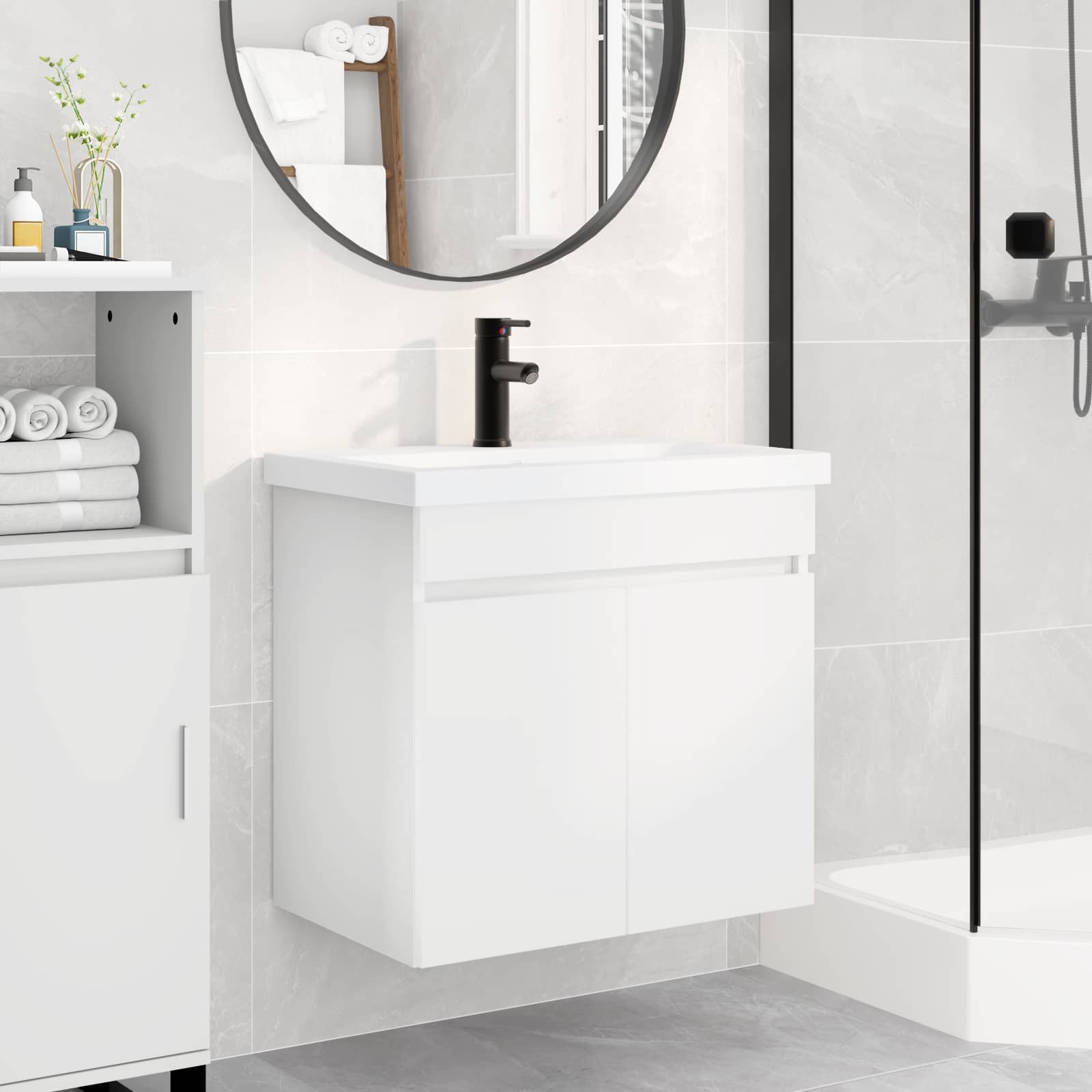 Μονάδα μπάνιου με βρύση Λευκό 61 x 40 x 74,5 εκ. - Pakobazaar