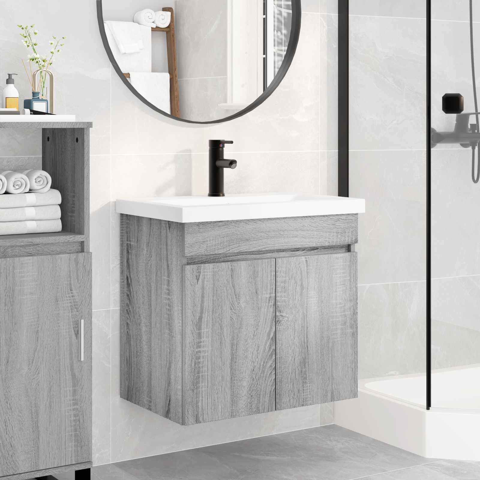 Μονάδα μπάνιου με βρύση Γκρι Sonoma 61 x 40 x 74,5 εκ. - Pakobazaar