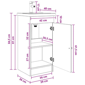 Καθρέφτης μπάνιου με νιπτήρα Sonoma Δρυς 42 x 40 x 84,5 εκ - Pakobazaar