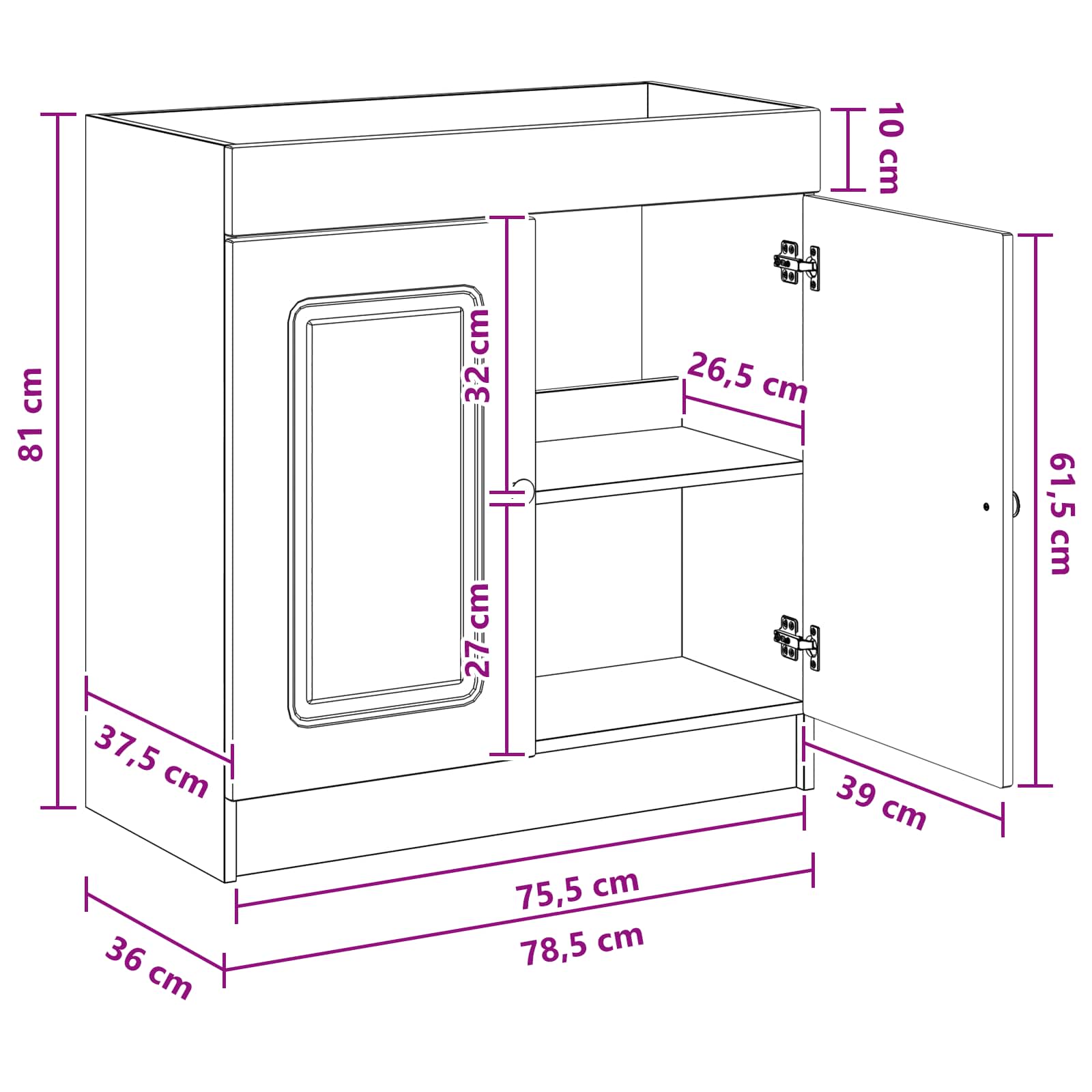 Ντουλάπι κάτω από τον νιπτήρα Γκρι Sonoma 78,5 x 37,5 x 81 εκ - Pakobazaar