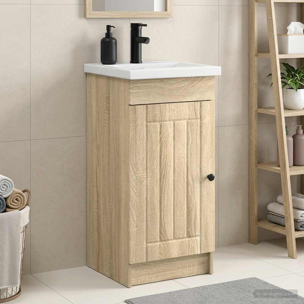 Καθρέφτης μπάνιου με νιπτήρα Sonoma Δρυς 42 x 40 x 84,5 εκ - Pakobazaar