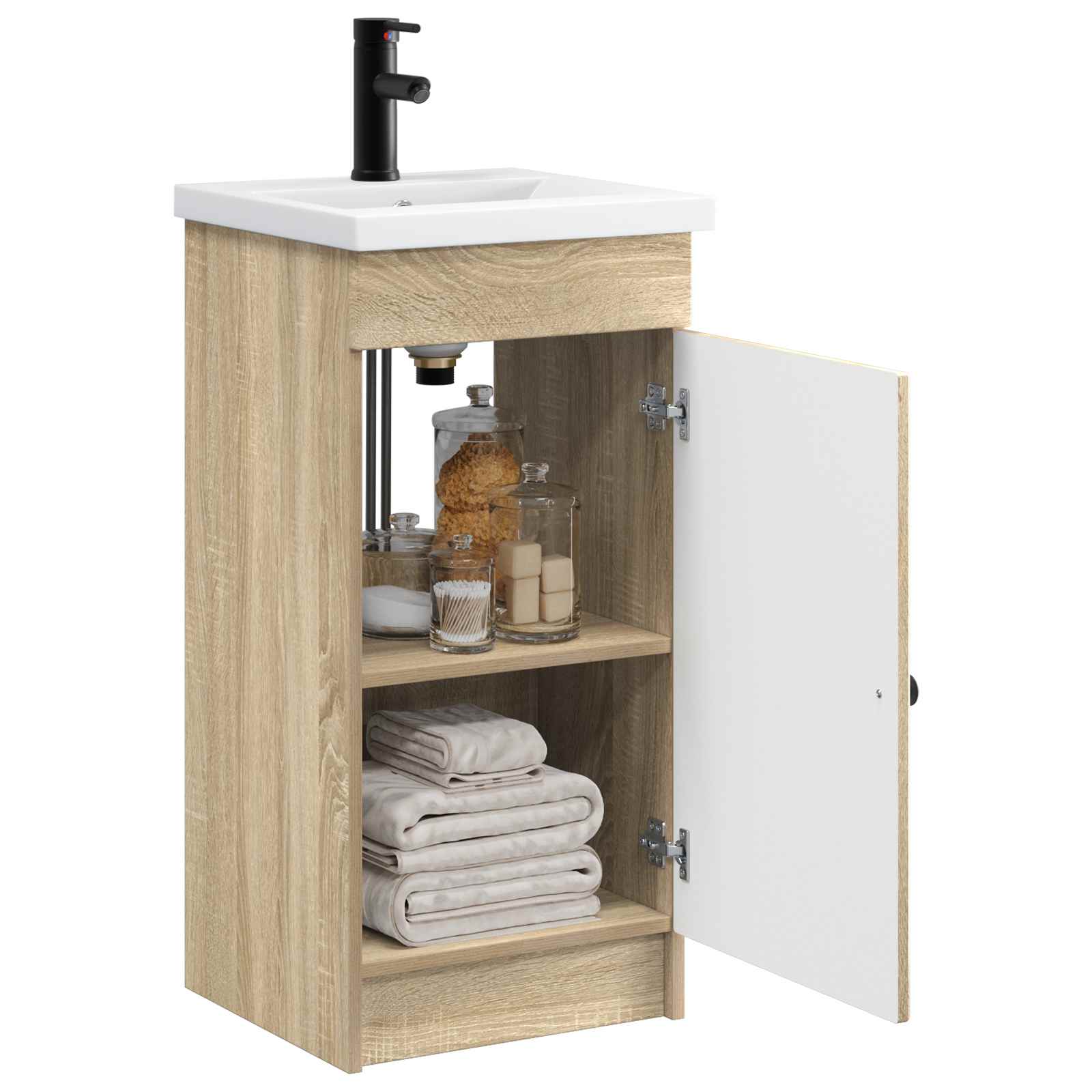 Καθρέφτης μπάνιου με νιπτήρα Sonoma Δρυς 42 x 40 x 84,5 εκ - Pakobazaar
