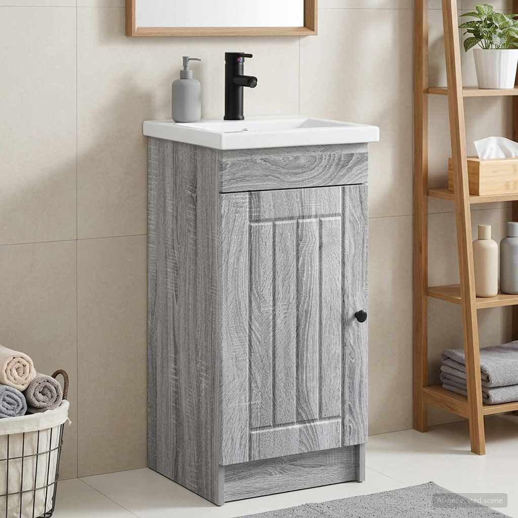 Καθρέφτης μπάνιου με νιπτήρα Γκρι Sonoma 42 x 40 x 84,5 εκ - Pakobazaar