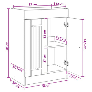 Ντουλάπι κάτω από τον νιπτήρα Sonoma Δρυς 56 x 37,5 x 81 εκ - Pakobazaar